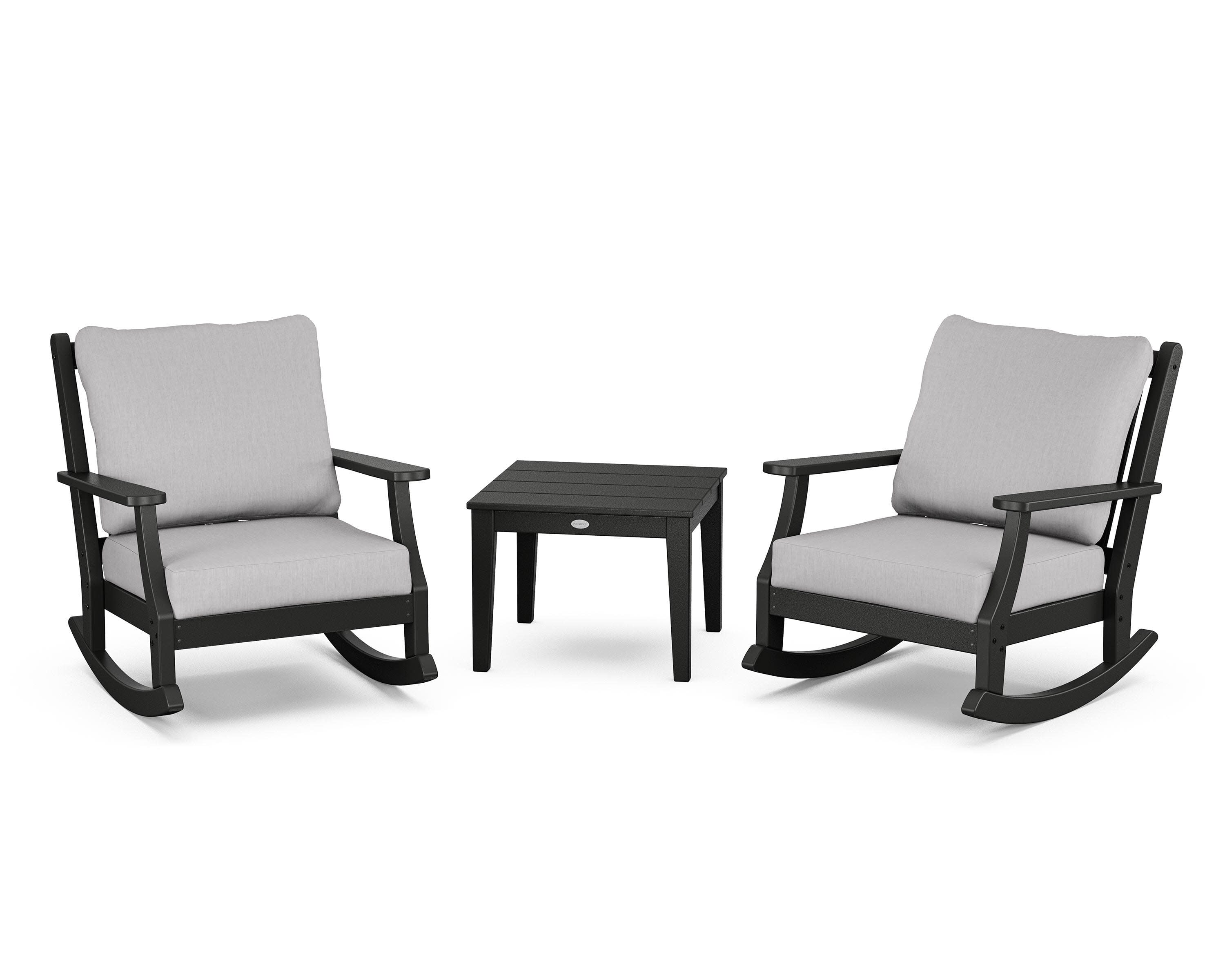 Wovendale 3-Piece Deep Seating Rocker Set in Black / Granite