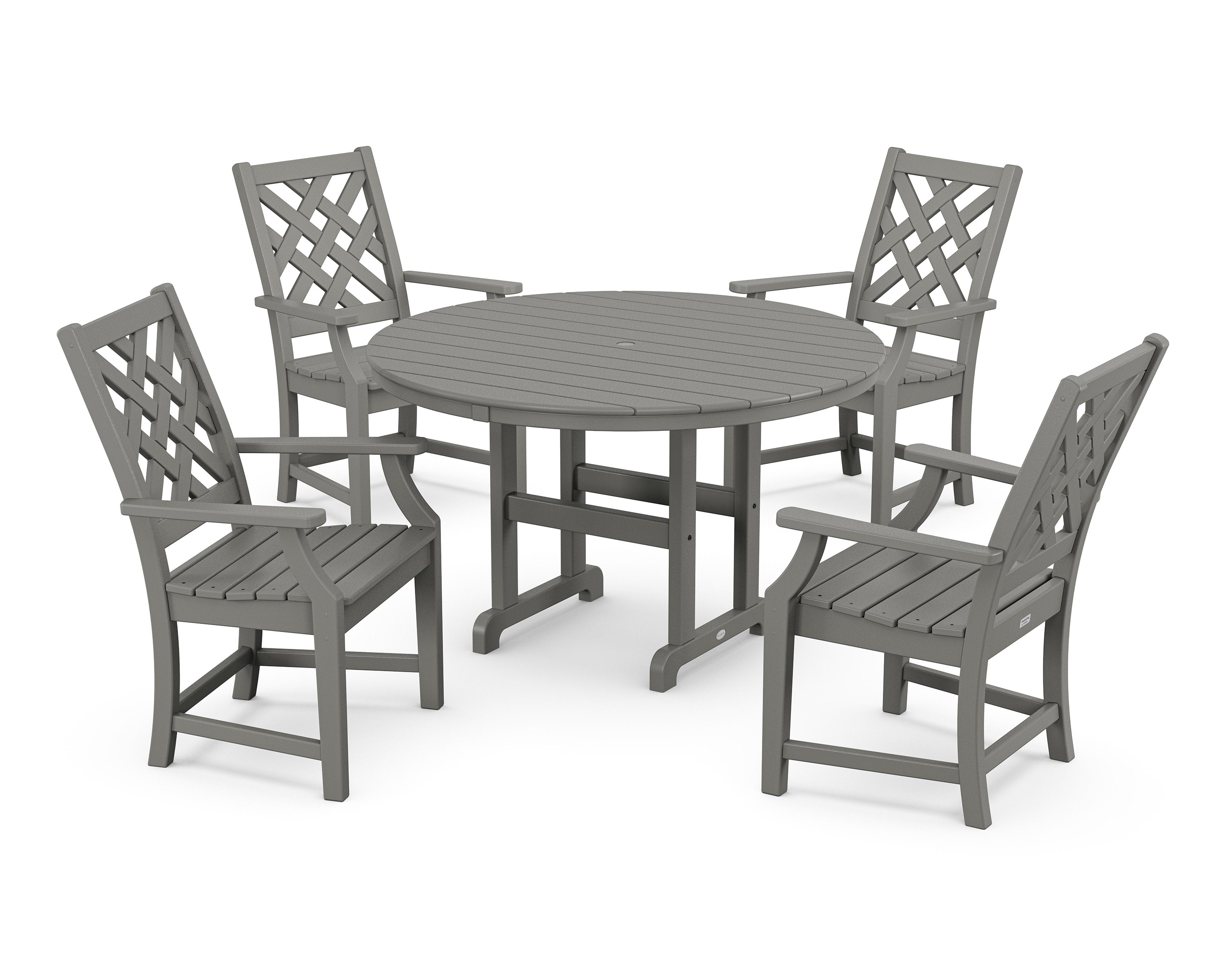 Wovendale 5-Piece Round Farmhouse Dining Set in Slate Grey