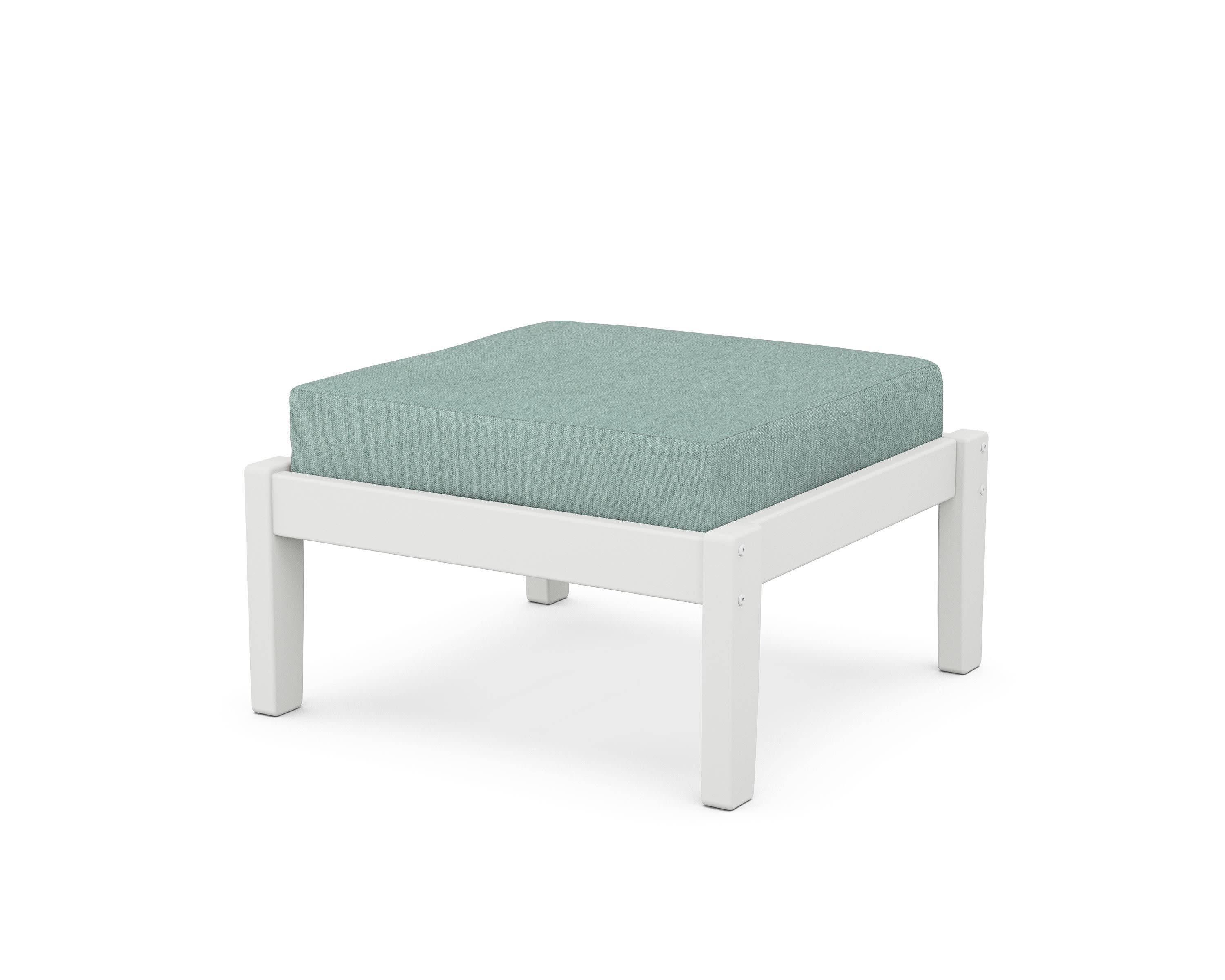 Deep Seating Ottoman in White / Glacier Spa