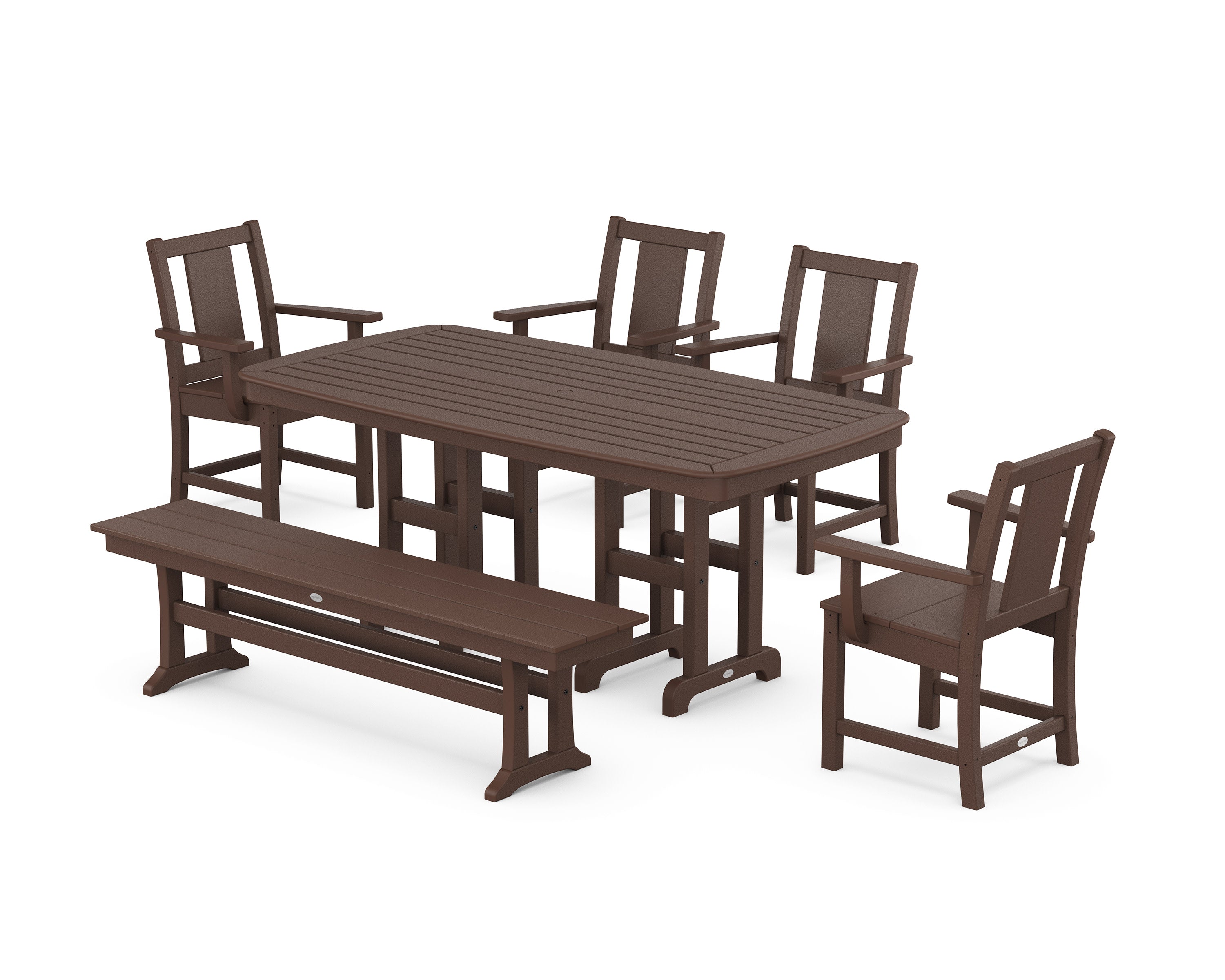 Prairie 6-Piece Dining Set with Bench in Mahogany