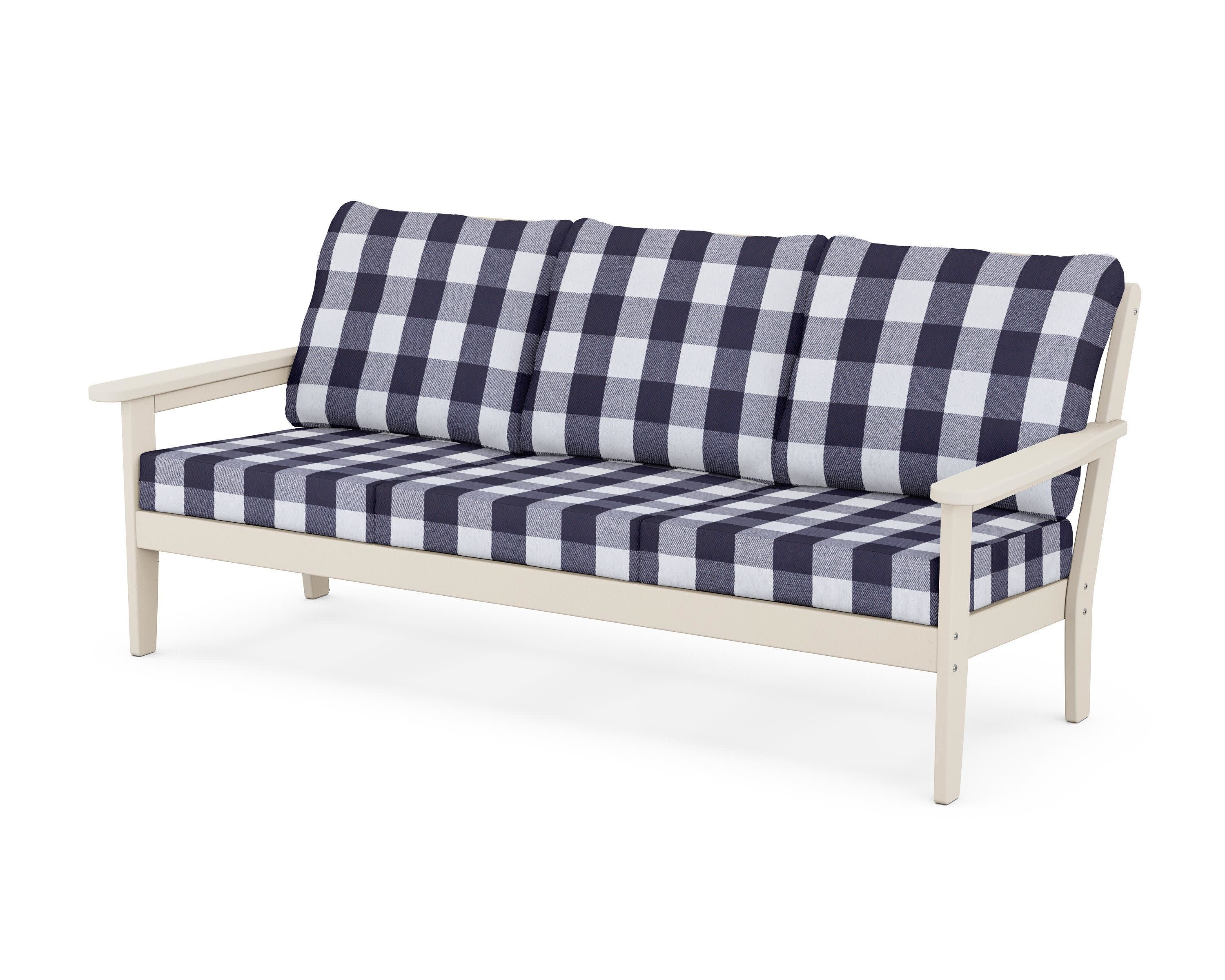 Cottage Deep Seating Sofa in Sand / Buffalo Plaid Navy
