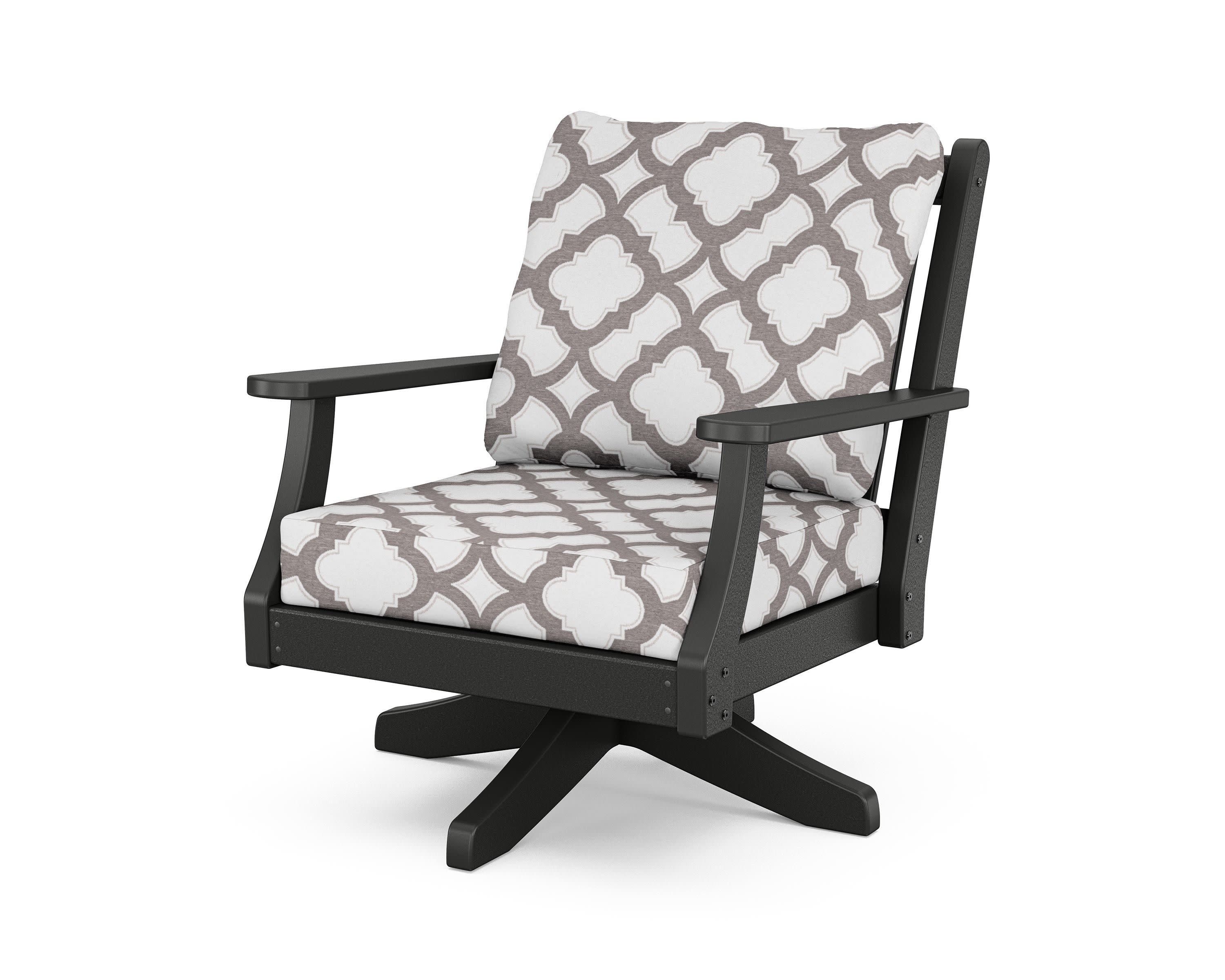 Wovendale Deep Seating Swivel Chair in Black / Trellis Grey Mist