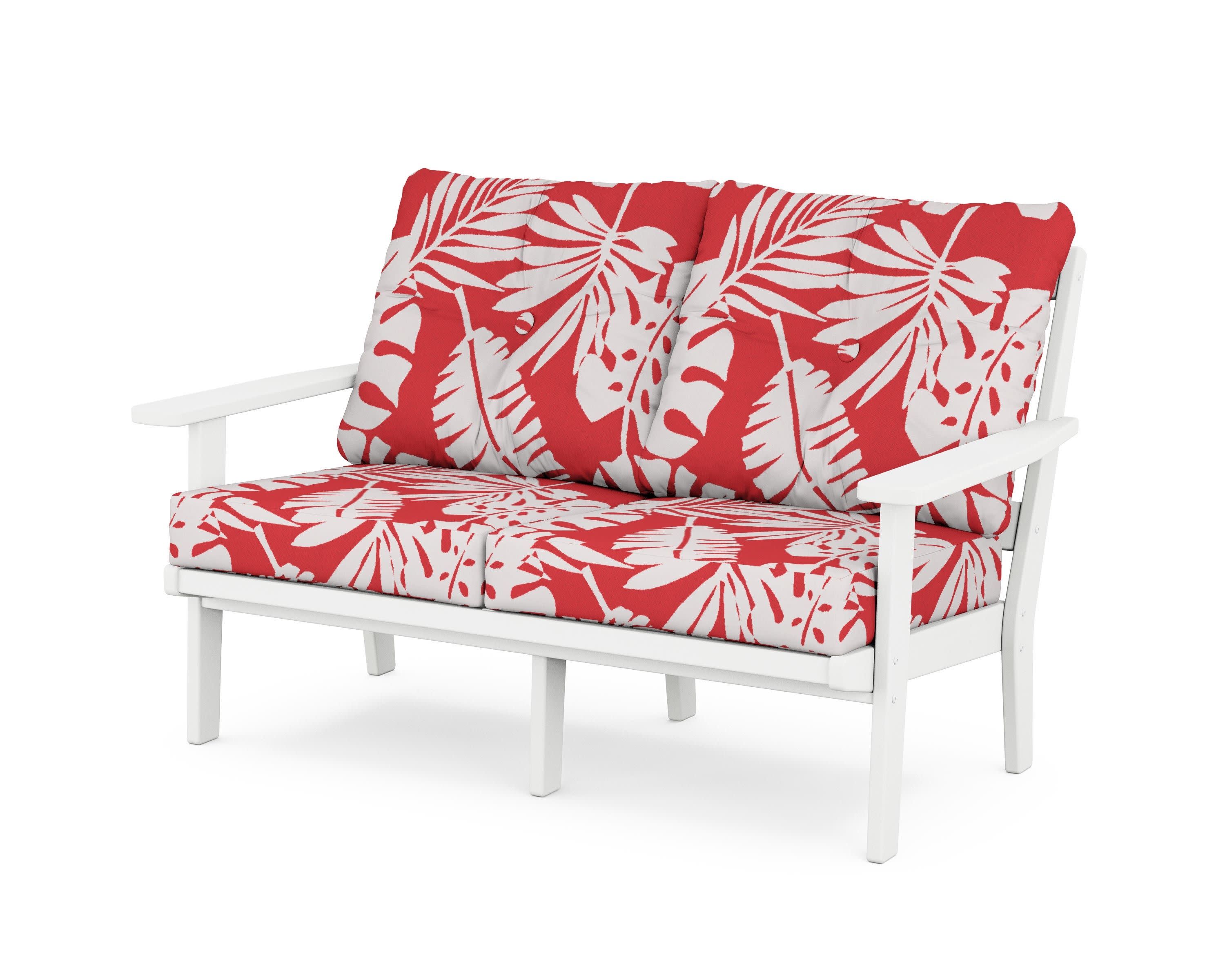 Prairie Deep SeatingLoveseat in White / Leaf Crimson