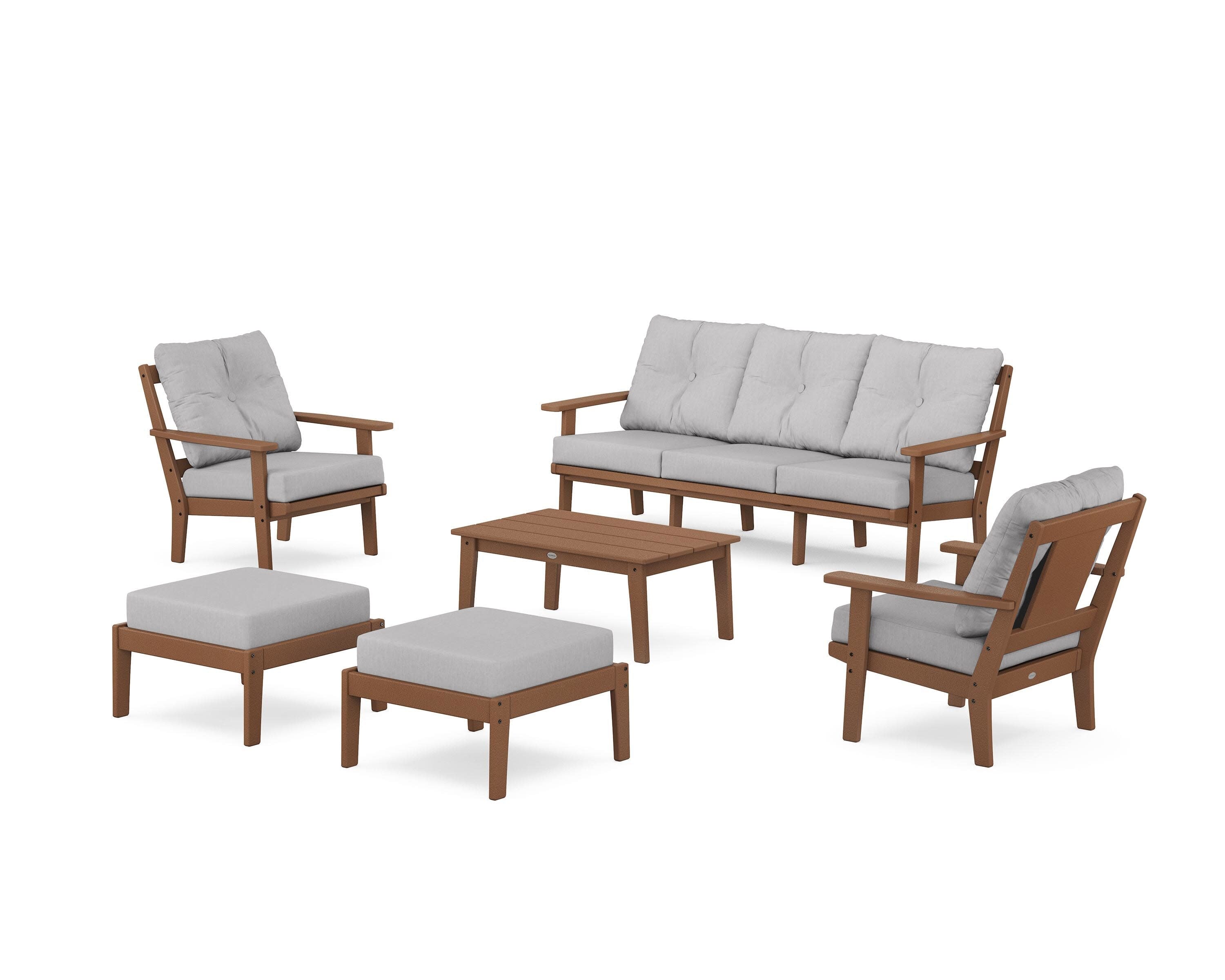 Prairie 6-Piece Lounge Sofa Set in Teak / Granite