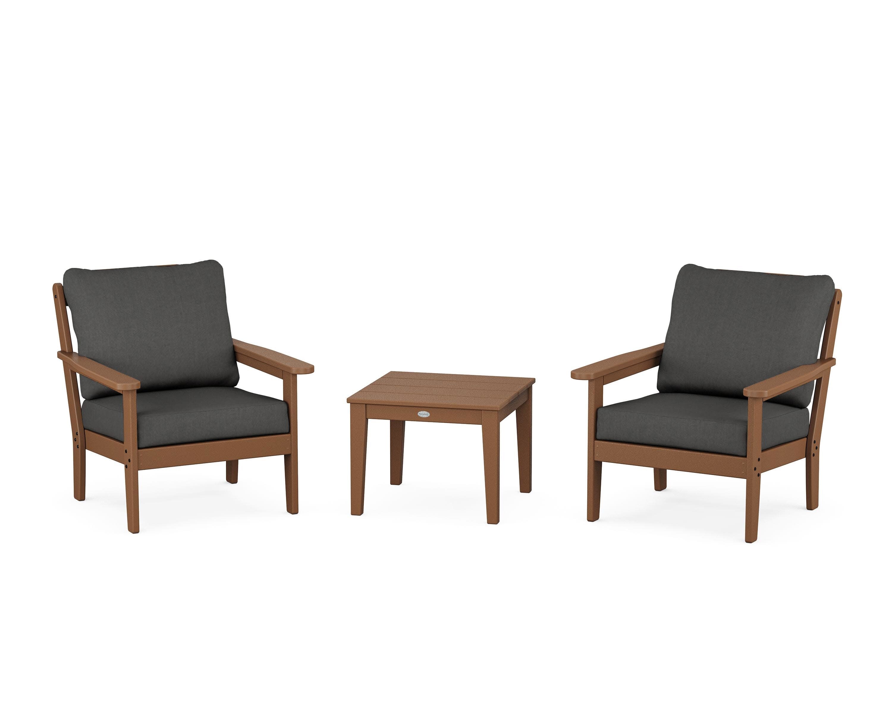 Cottage 3-Piece Deep Seating Set in Teak / Spectrum Carbon
