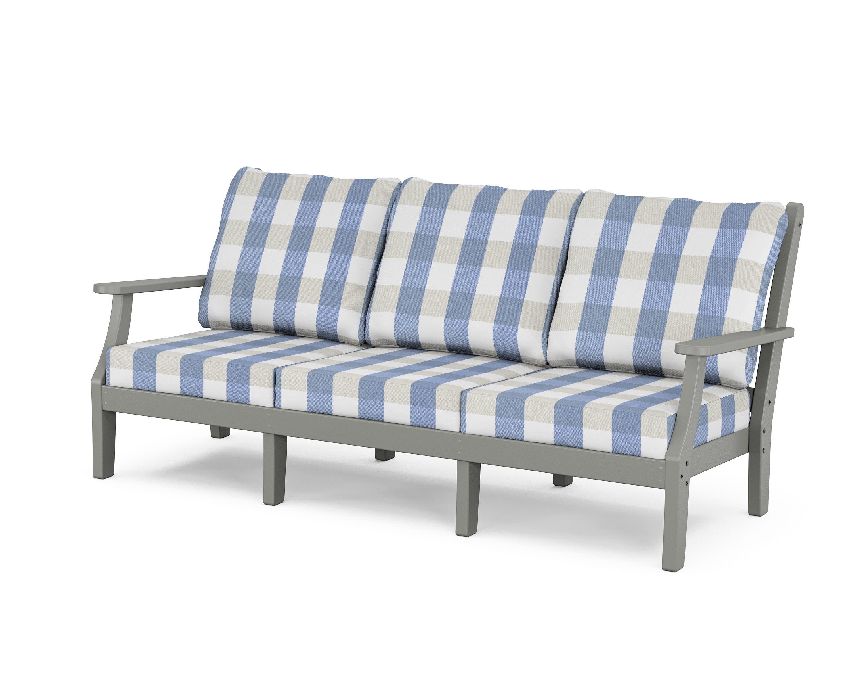 Wovendale Deep Seating Sofa in Slate Grey / Buffalo Plaid Sky Blue