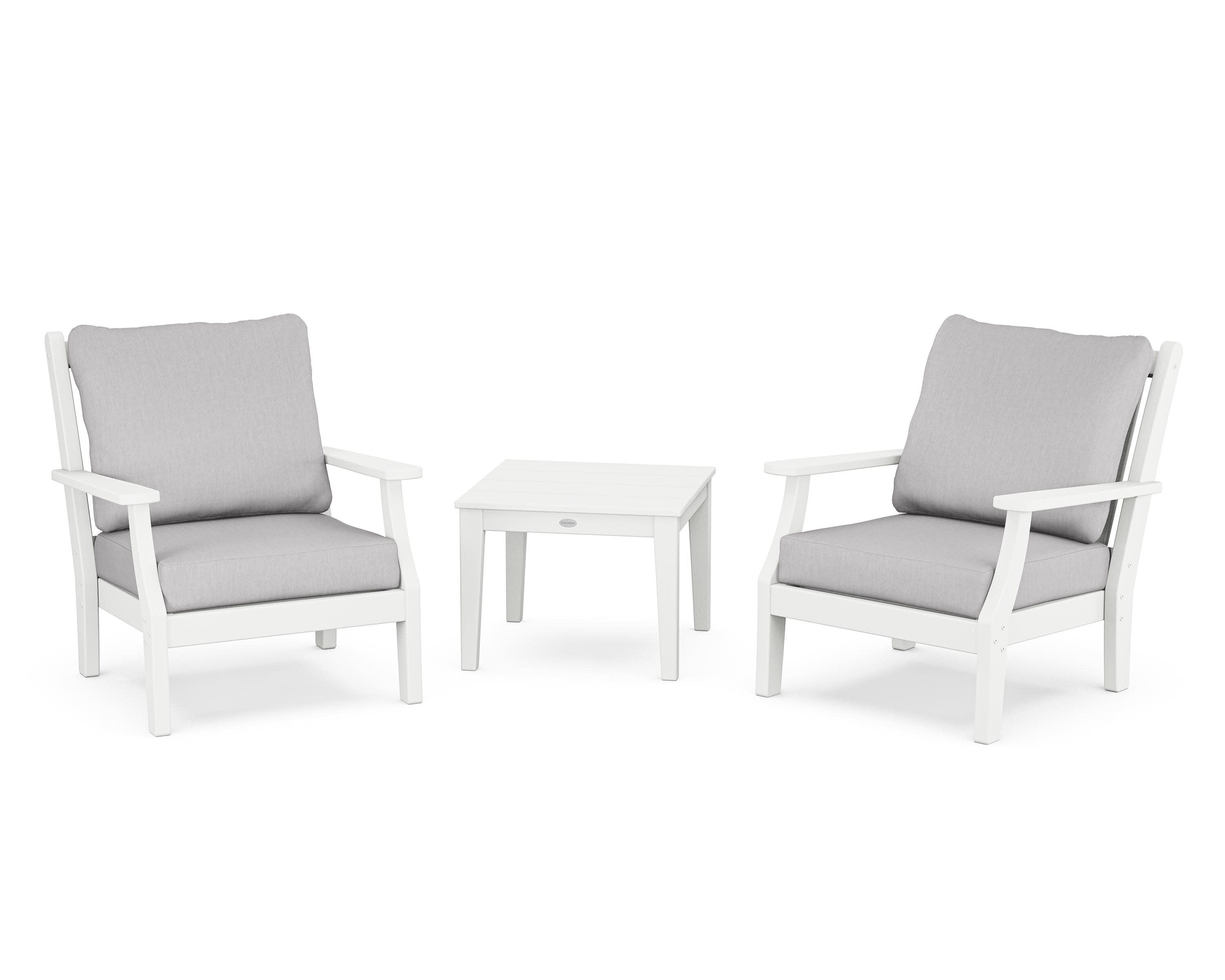 Wovendale 3-Piece Deep Seating Set in White / Granite
