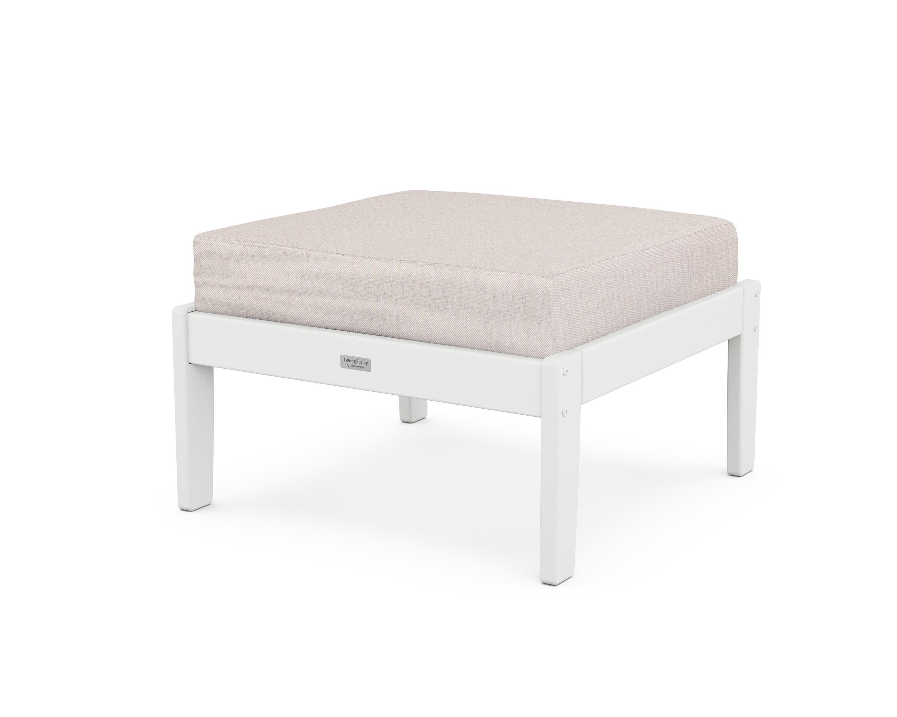 Cottage Deep Seating Ottoman in White / Dune Burlap