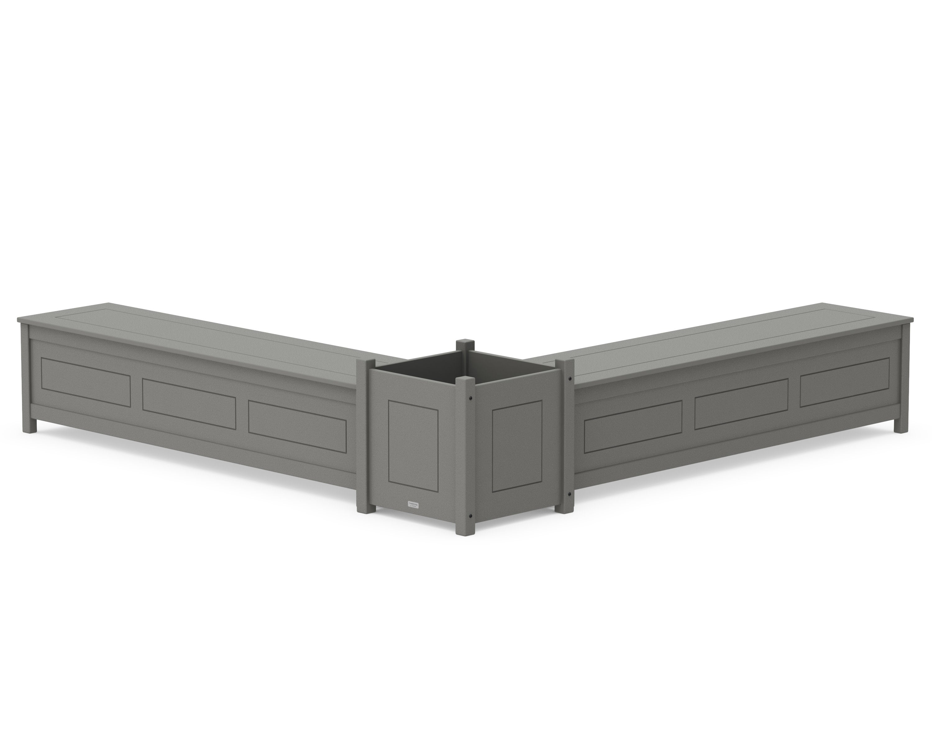 72" Country Living L- Shaped Planter Storage Bench Set- Large in Slate Grey