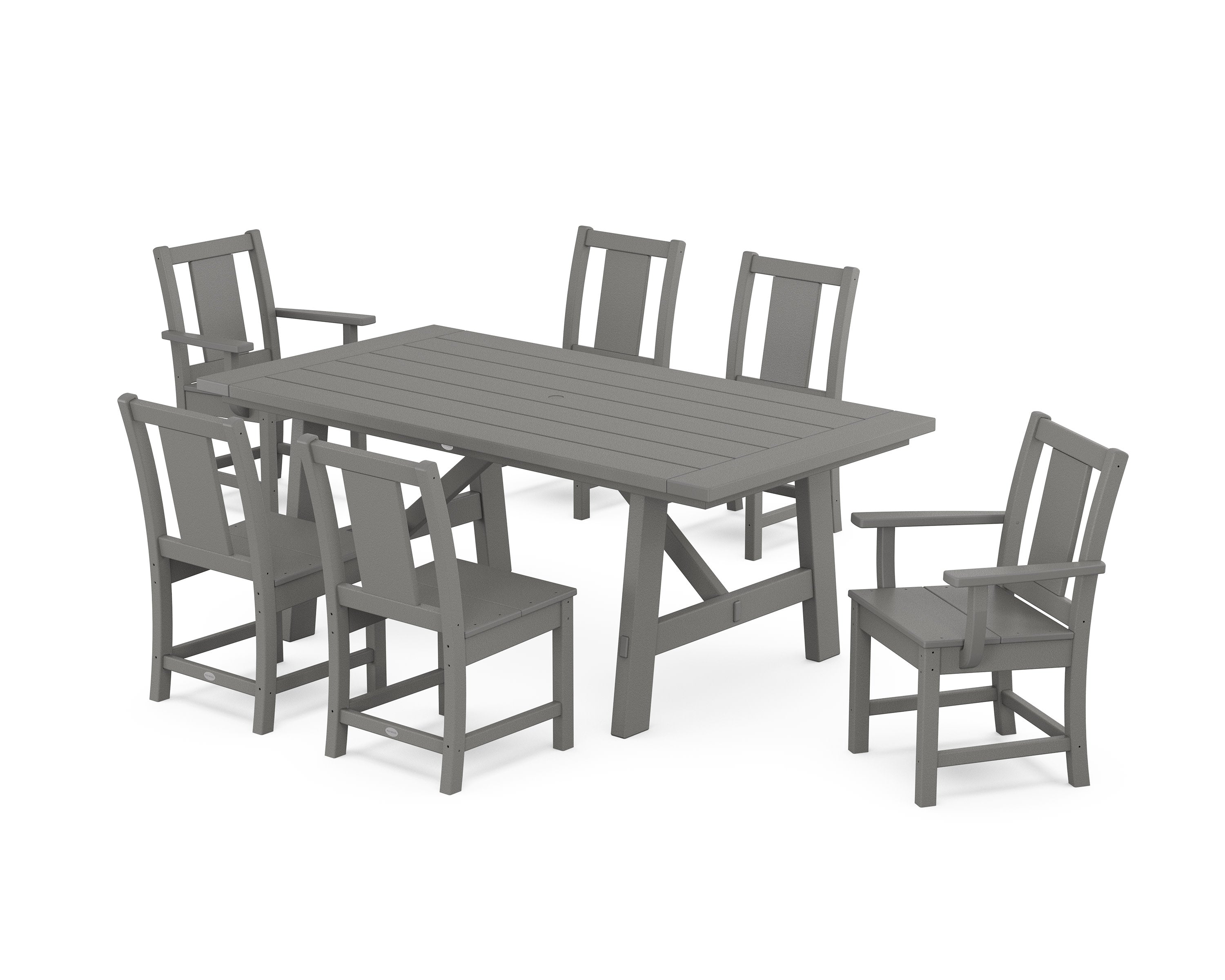 Prairie 7-Piece Rustic Farmhouse Dining Set in Slate Grey