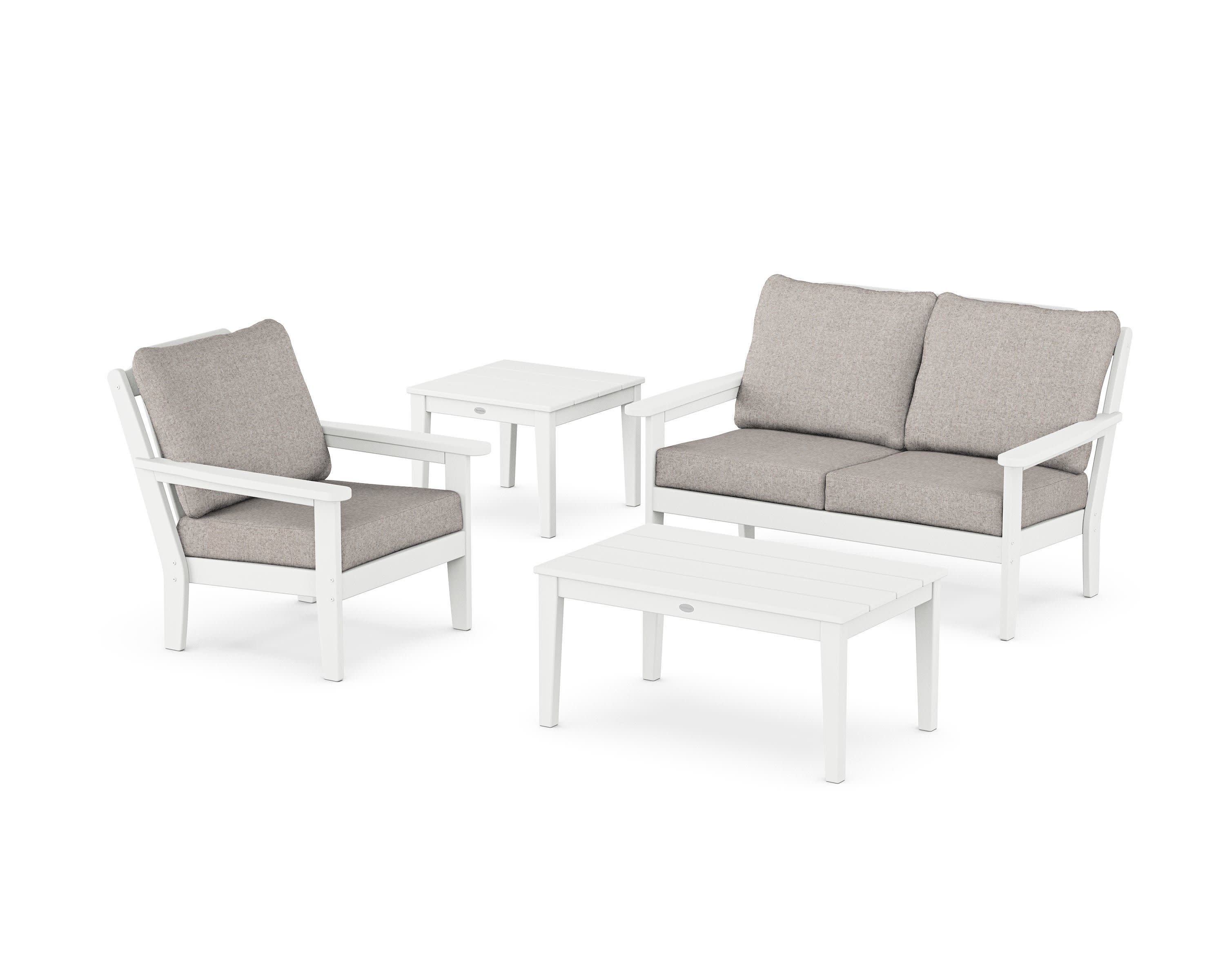 Wovendale 4-Piece Deep Seating Set in White / Weathered Tweed