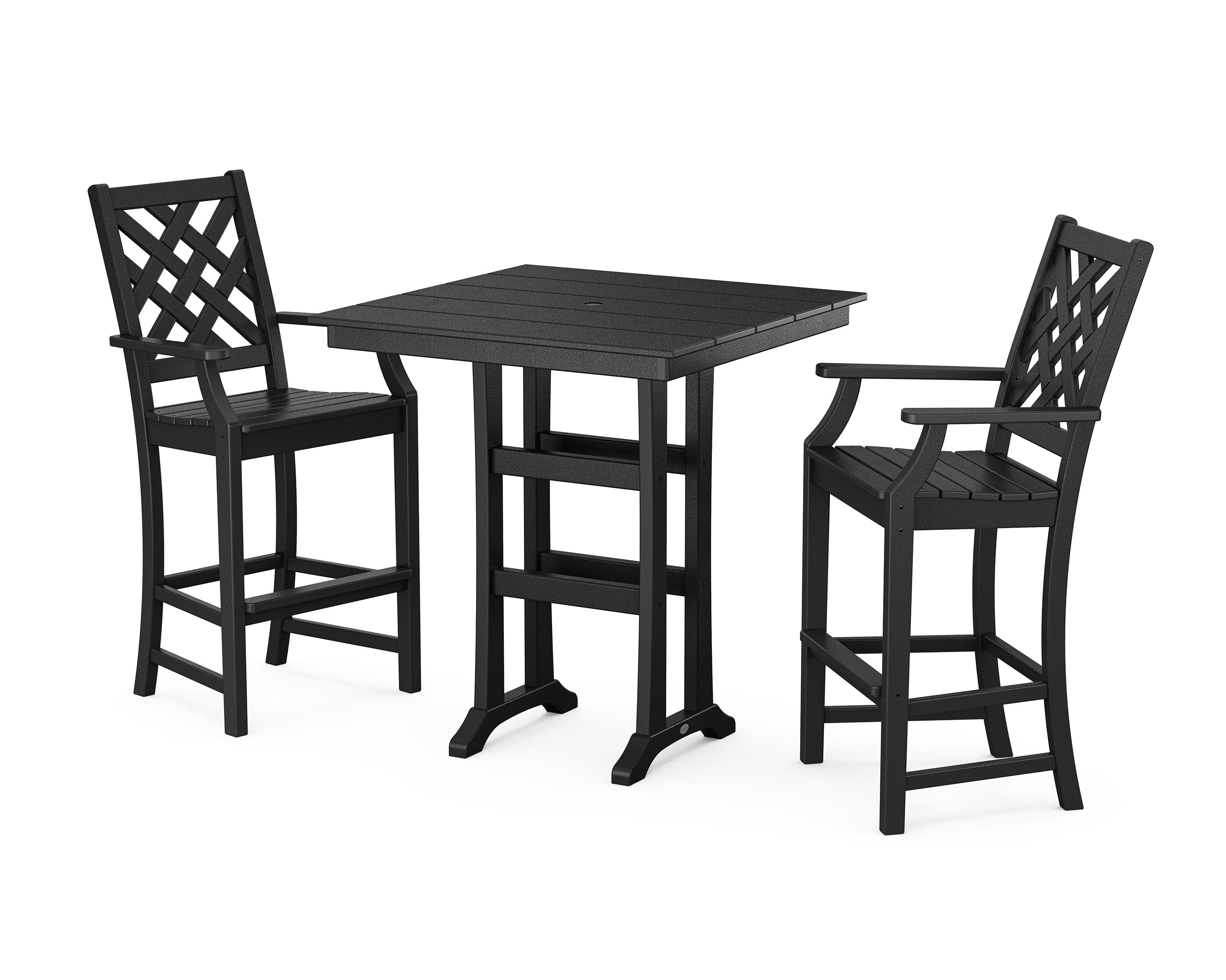 Wovendale 3-Piece Farmhouse Bar Set with Trestle Legs in Black