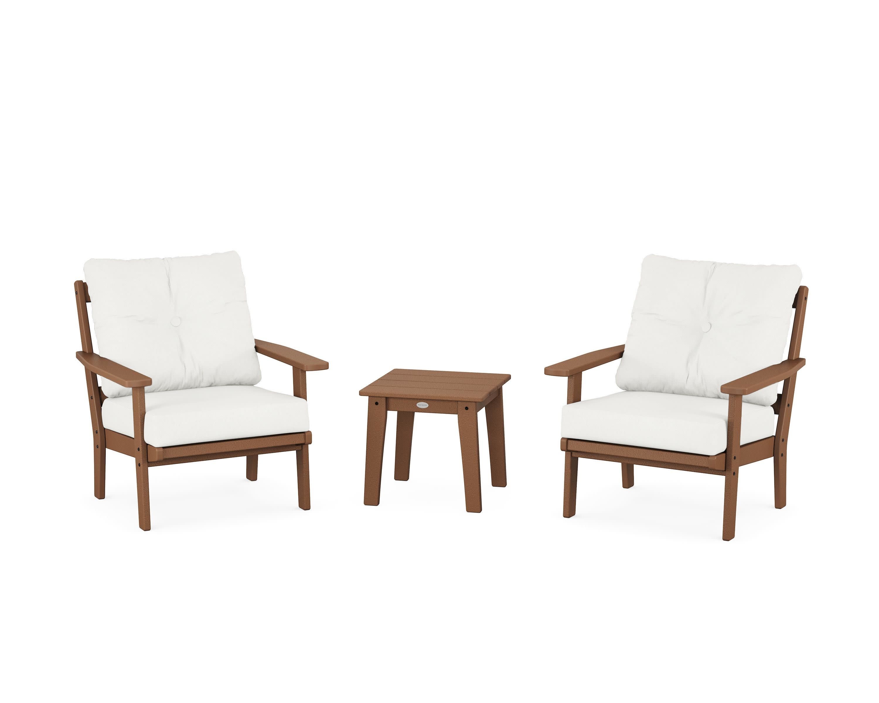 Prairie 3-Piece Deep Seating Set in Teak / Natural Linen