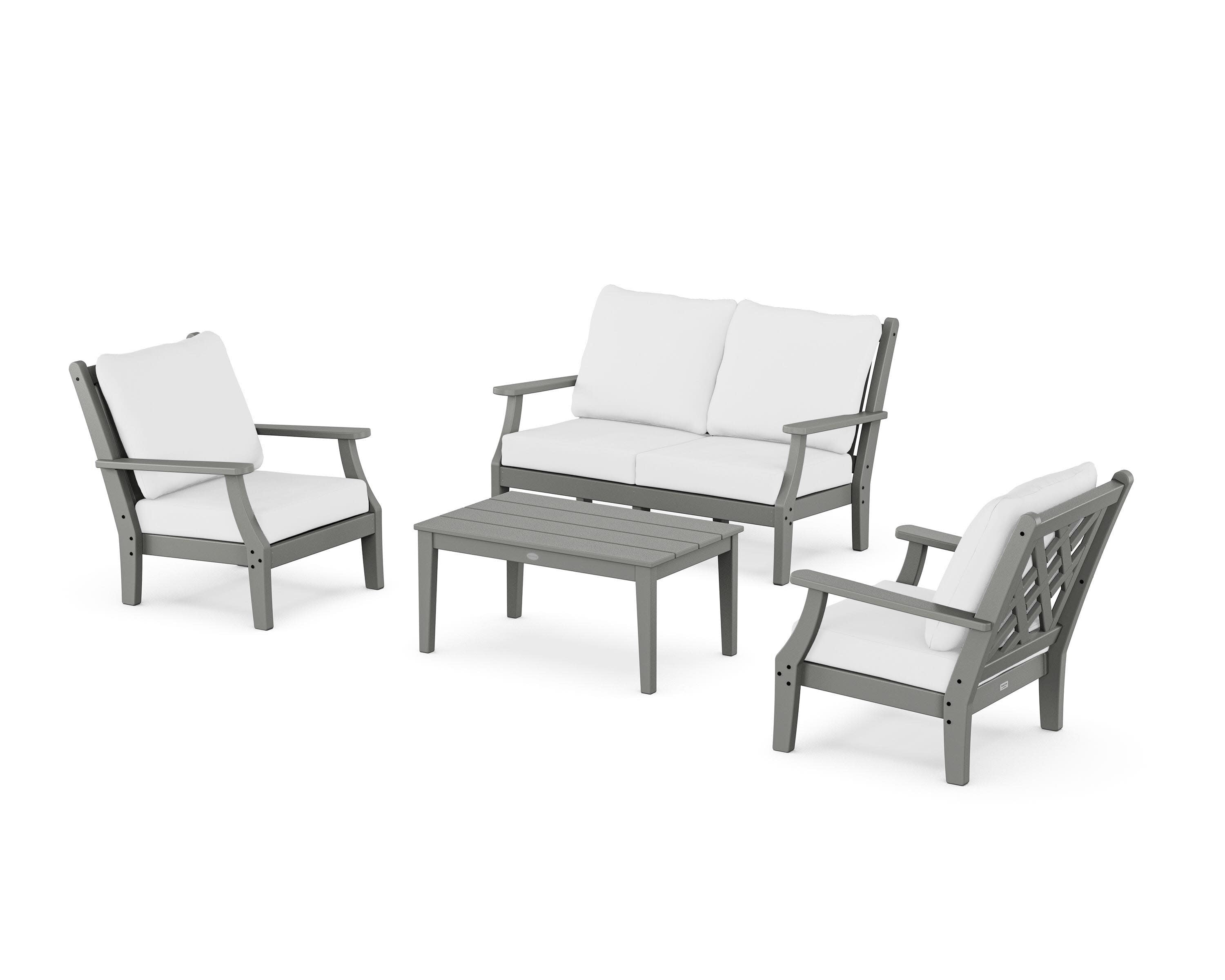 Wovendale 4-Piece Deep Seating Set with Loveseat in Slate Grey / Natural