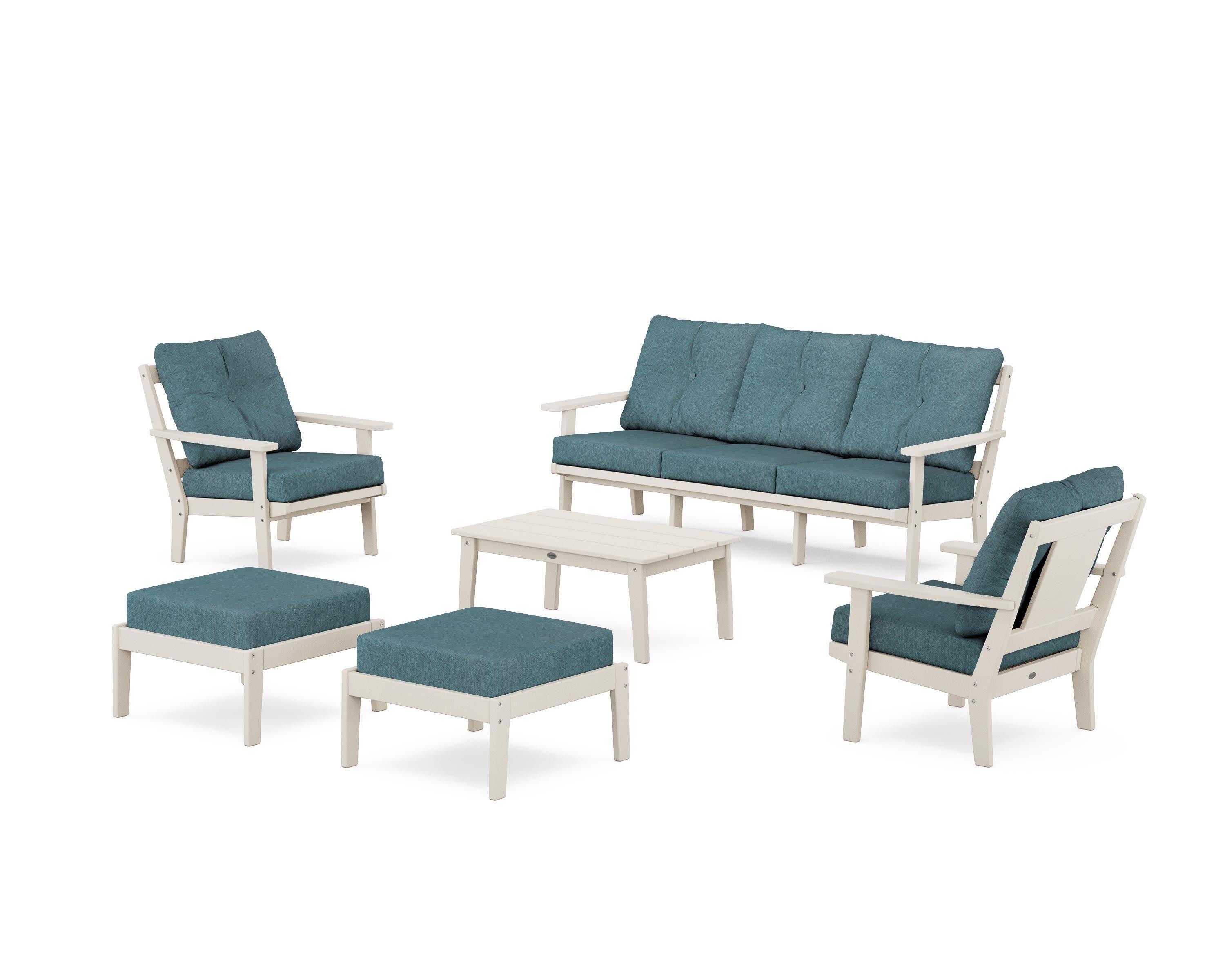 Prairie 6-Piece Lounge Sofa Set in Sand / Ocean Teal