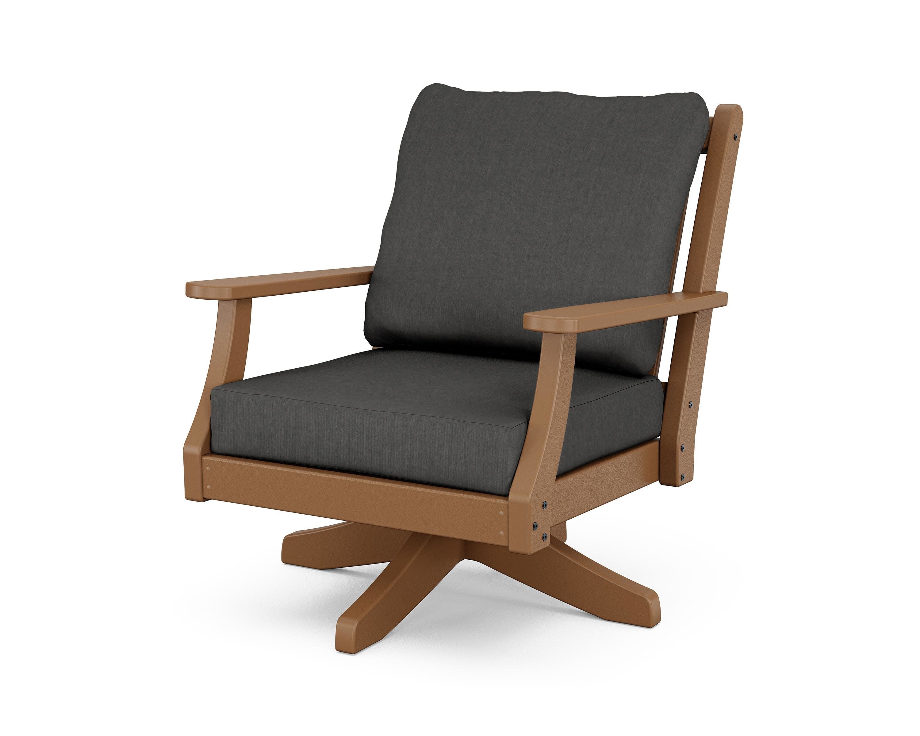 Wovendale Deep Seating Swivel Chair in Teak / Spectrum Carbon