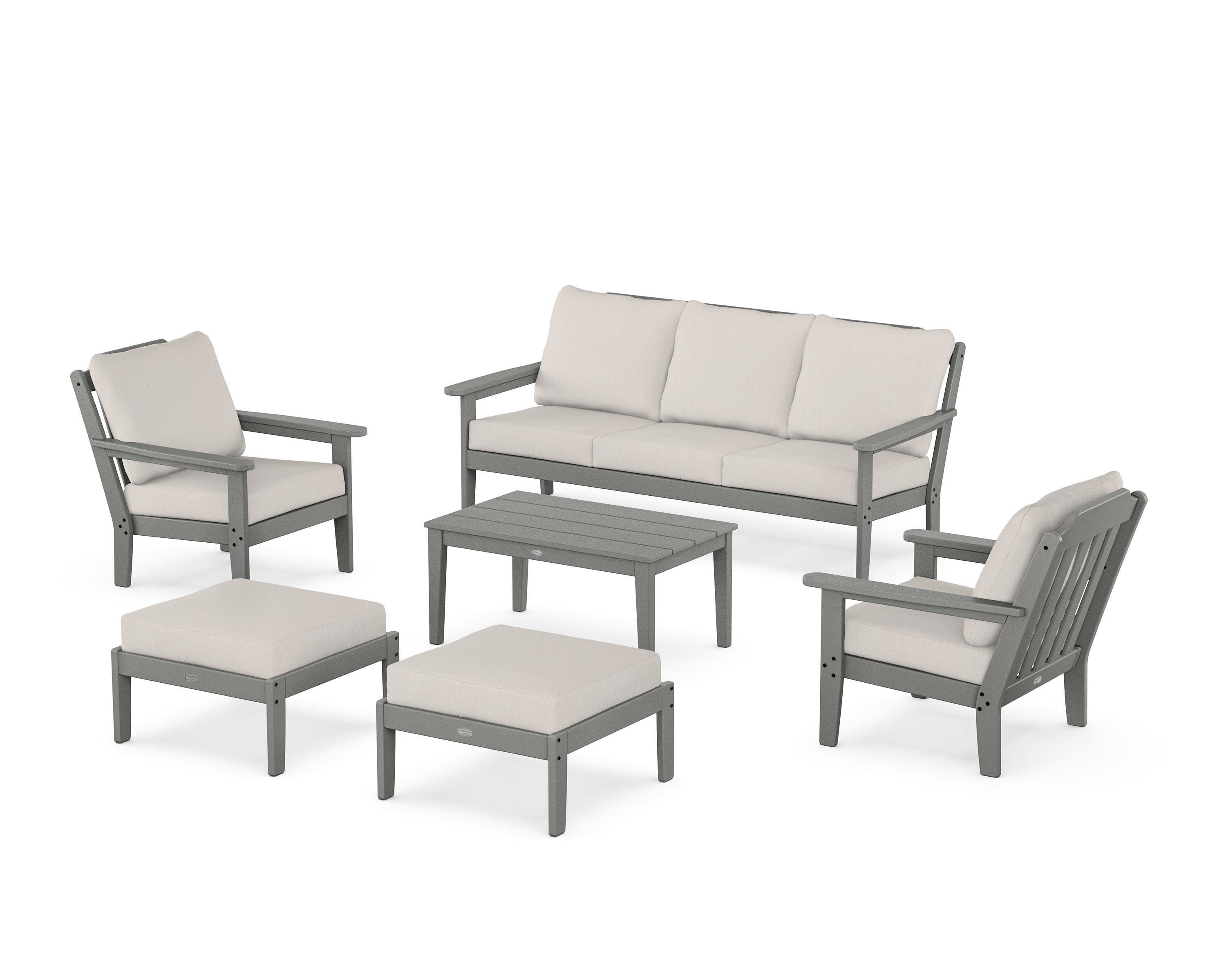 Cottage 6-Piece Lounge Sofa Set in Slate Grey / Cast Ash