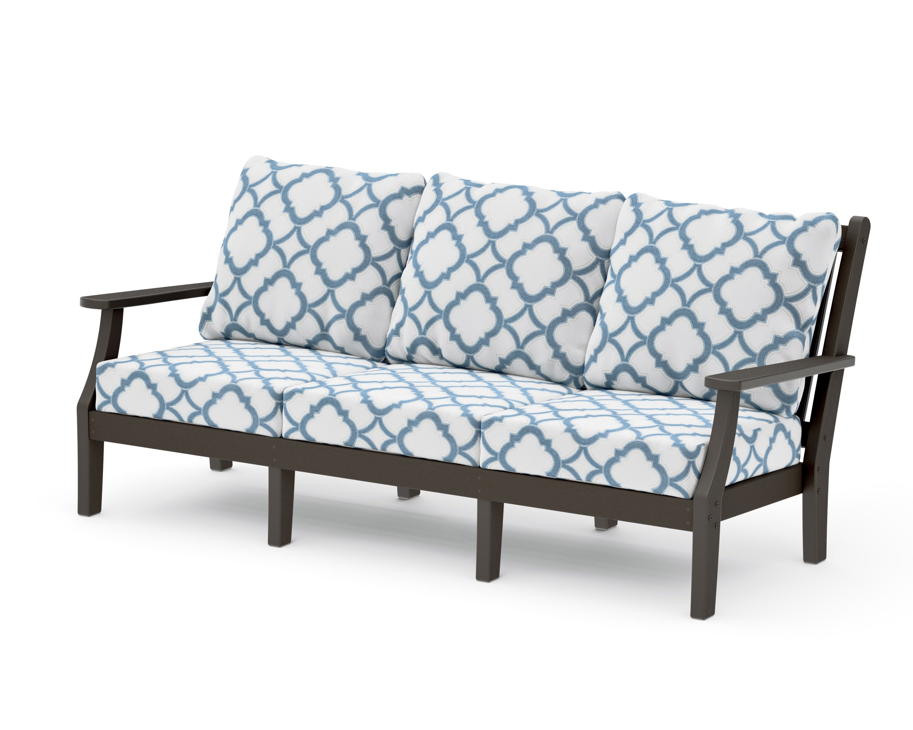 Wovendale Deep Seating Sofa in Vintage Coffee / Trellis Sky Blue