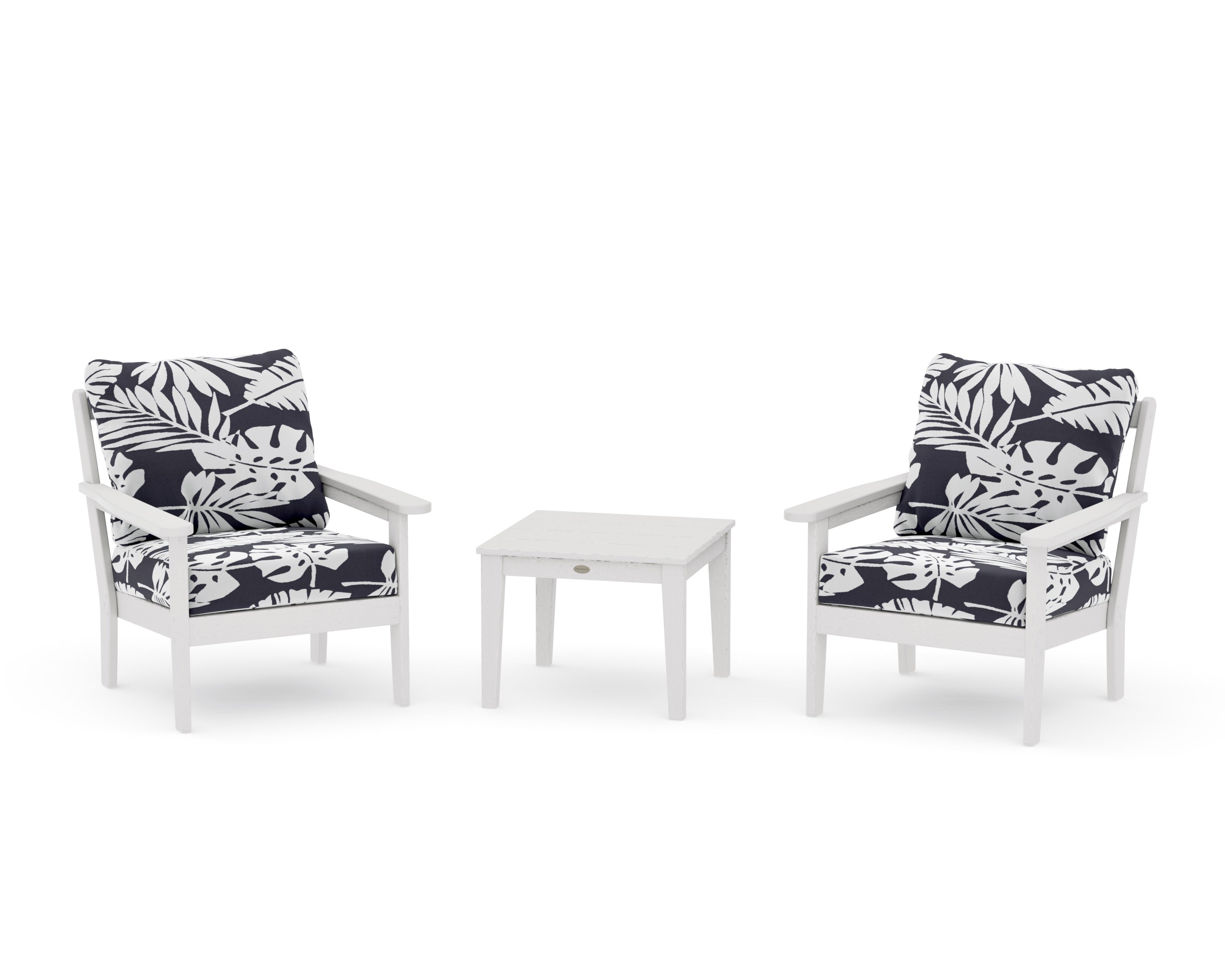 Cottage 3-Piece Deep Seating Set in Vintage White / Leaf Navy