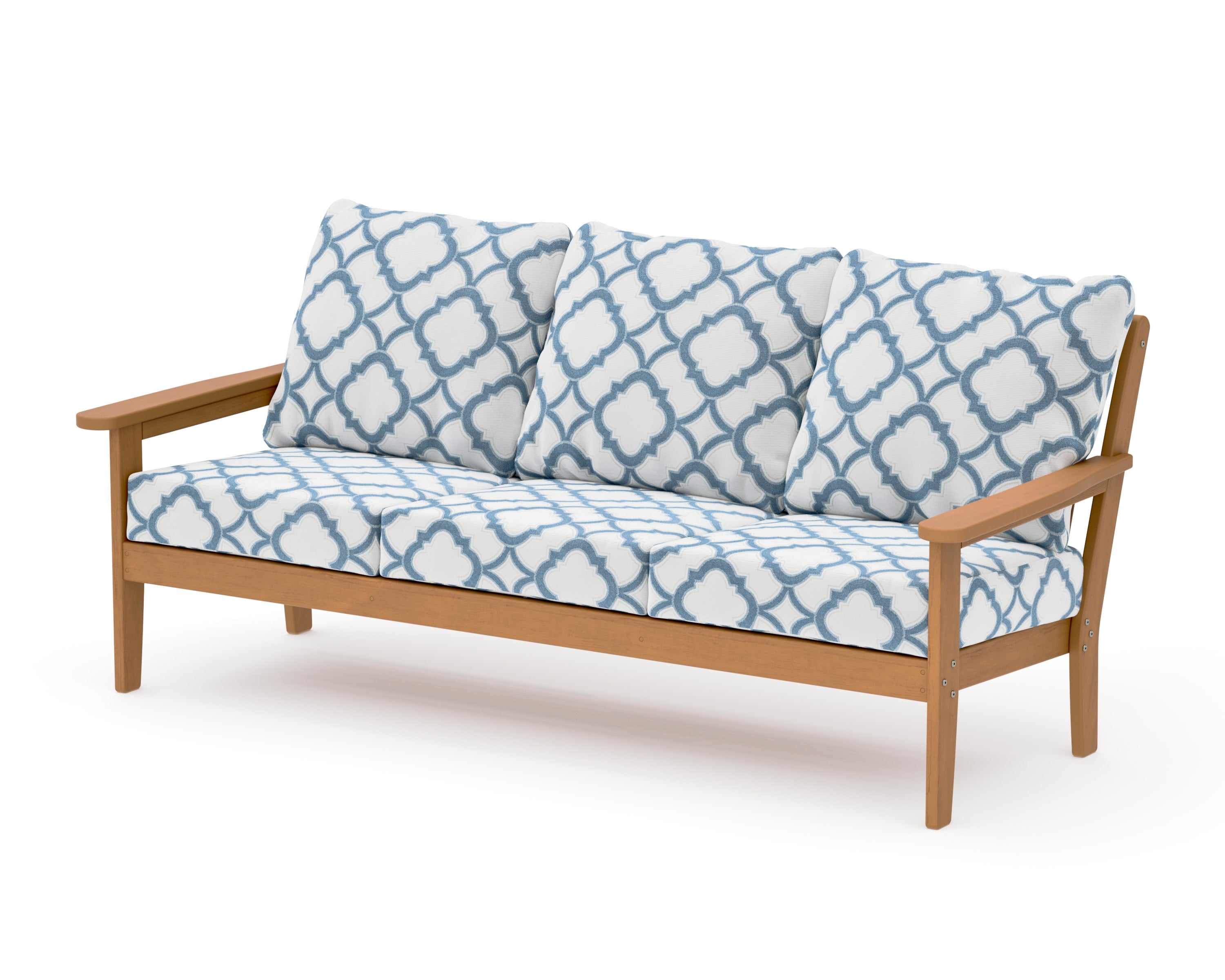 Cottage Deep Seating Sofa in Natural / Trellis Sky Blue