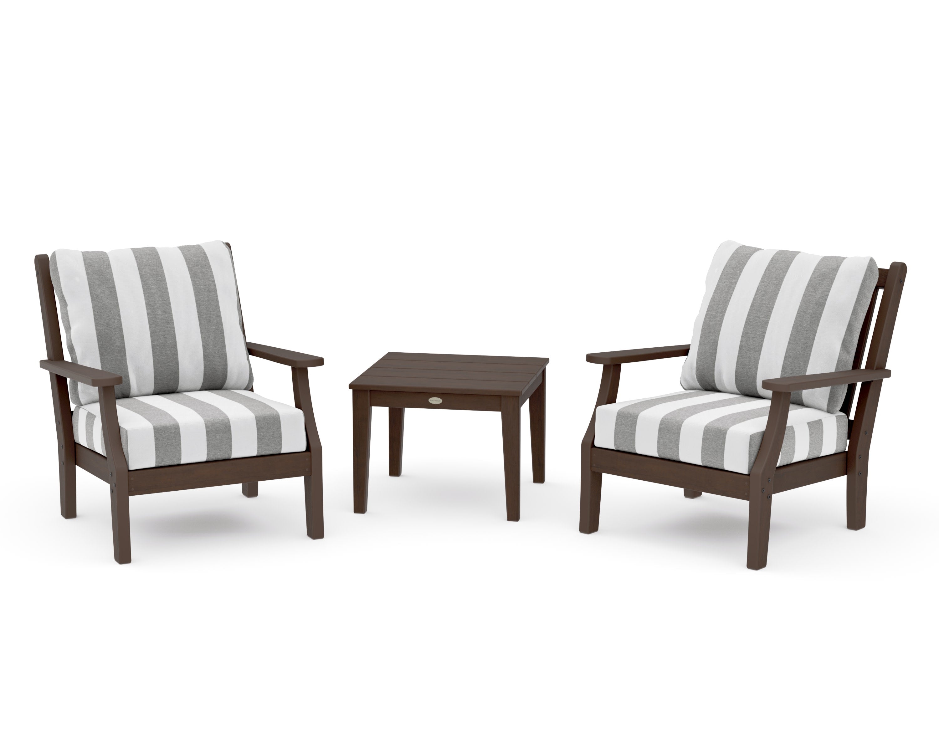 Wovendale 3-Piece Deep Seating Set in Kona / Cabana Stripe Grey Mist