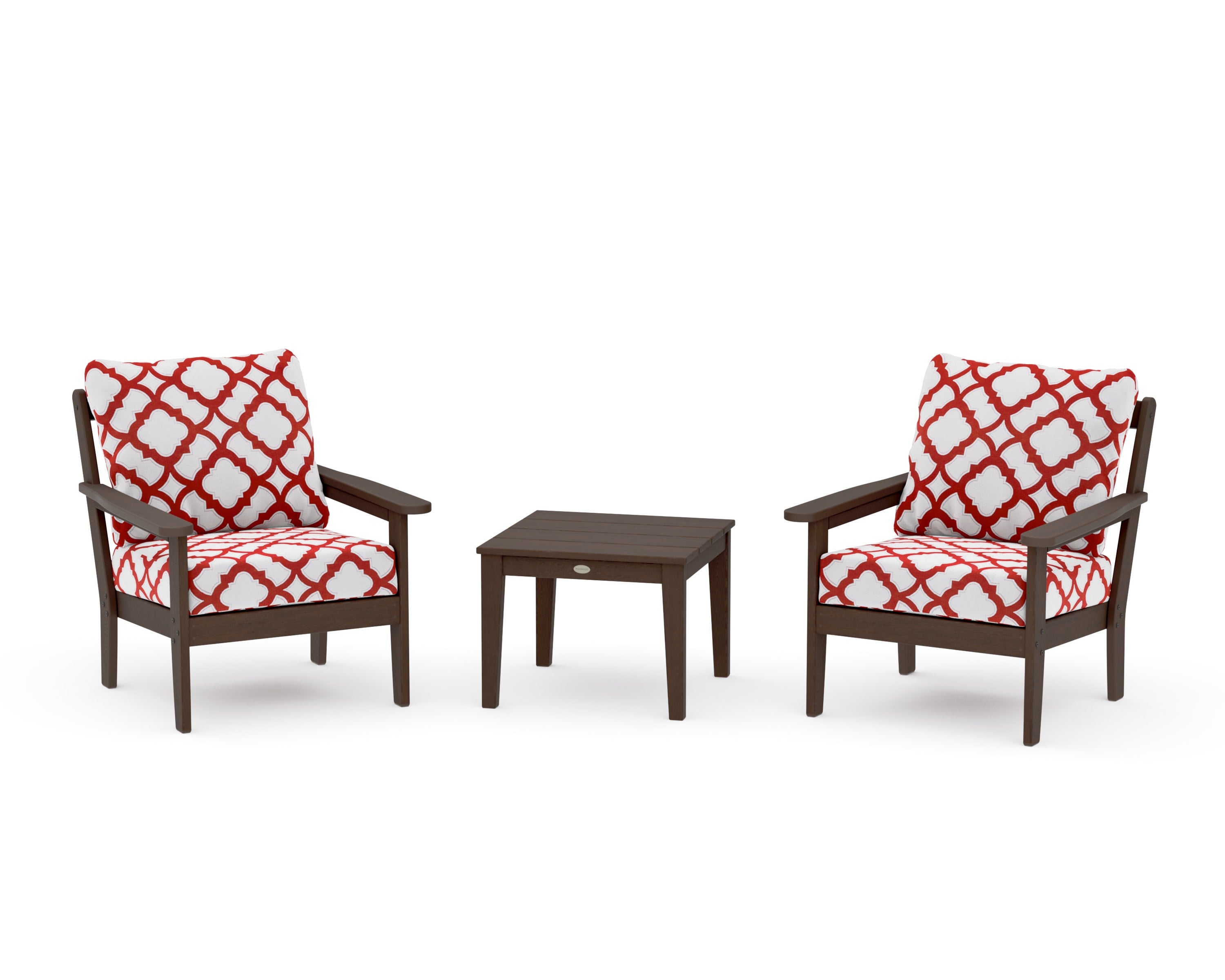 Cottage 3-Piece Deep Seating Set in Kona / Trellis Crimson