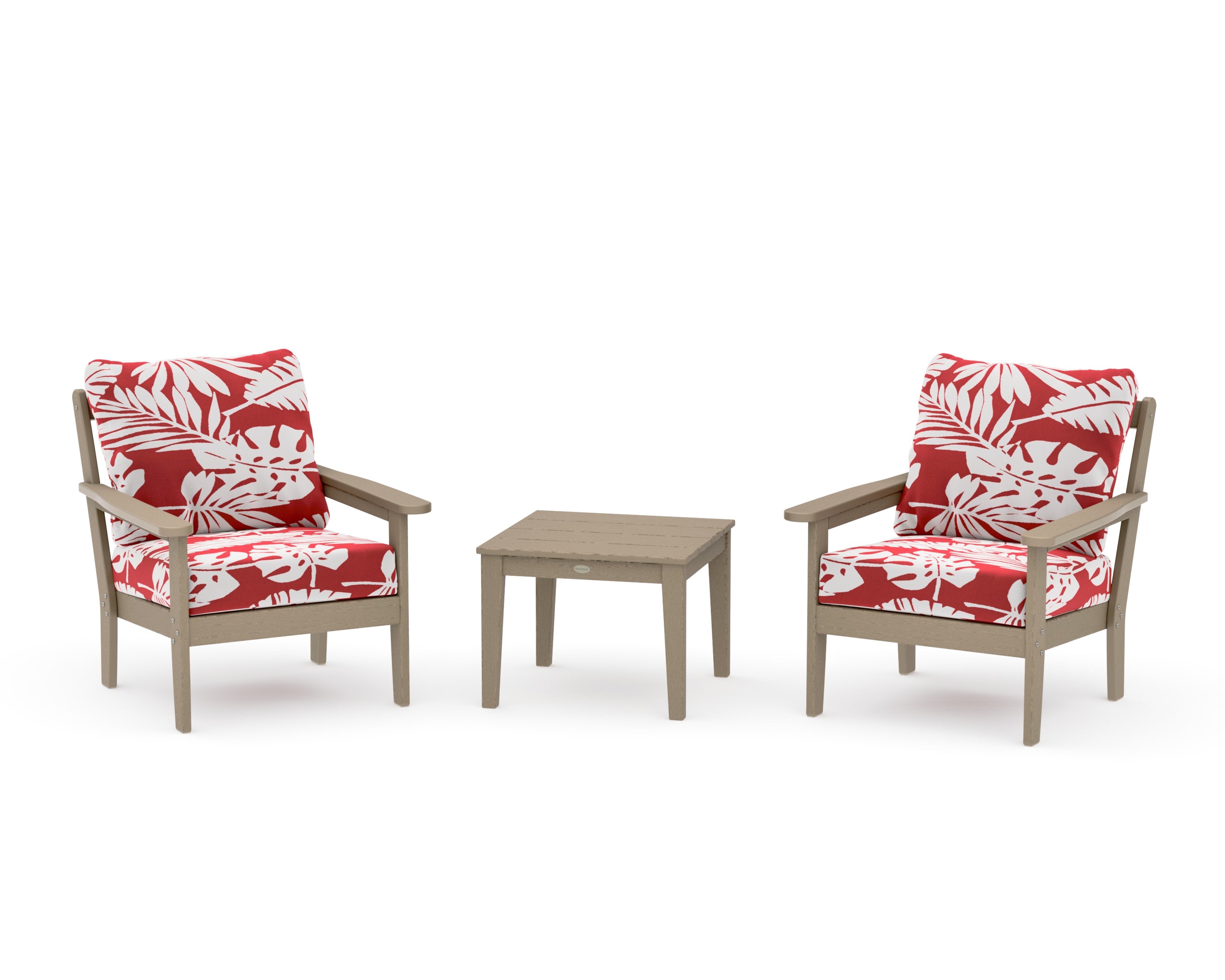 Cottage 3-Piece Deep Seating Set in Vintage Sahara / Leaf Crimson