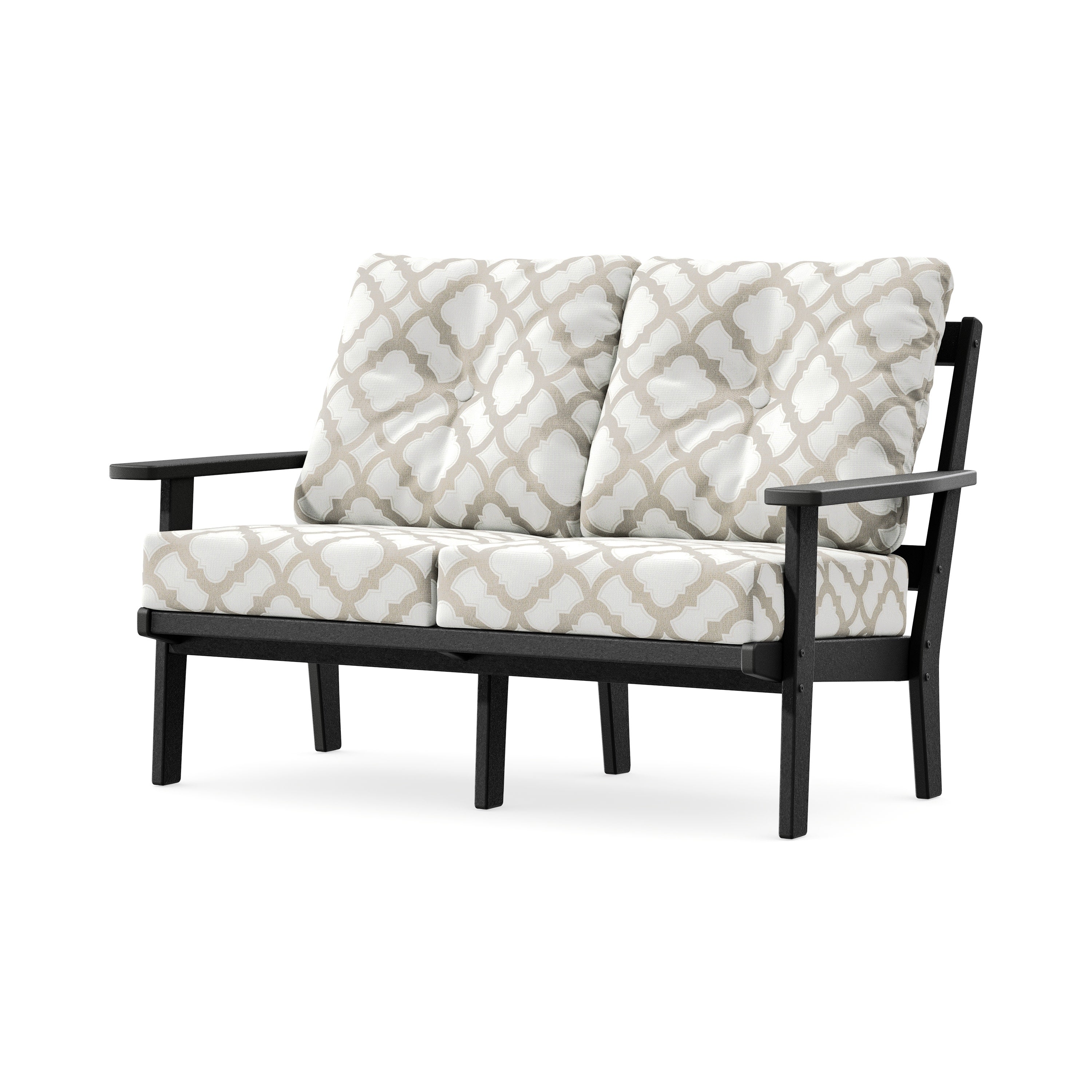 Prairie Deep SeatingLoveseat in Black / Trellis Dune Burlap