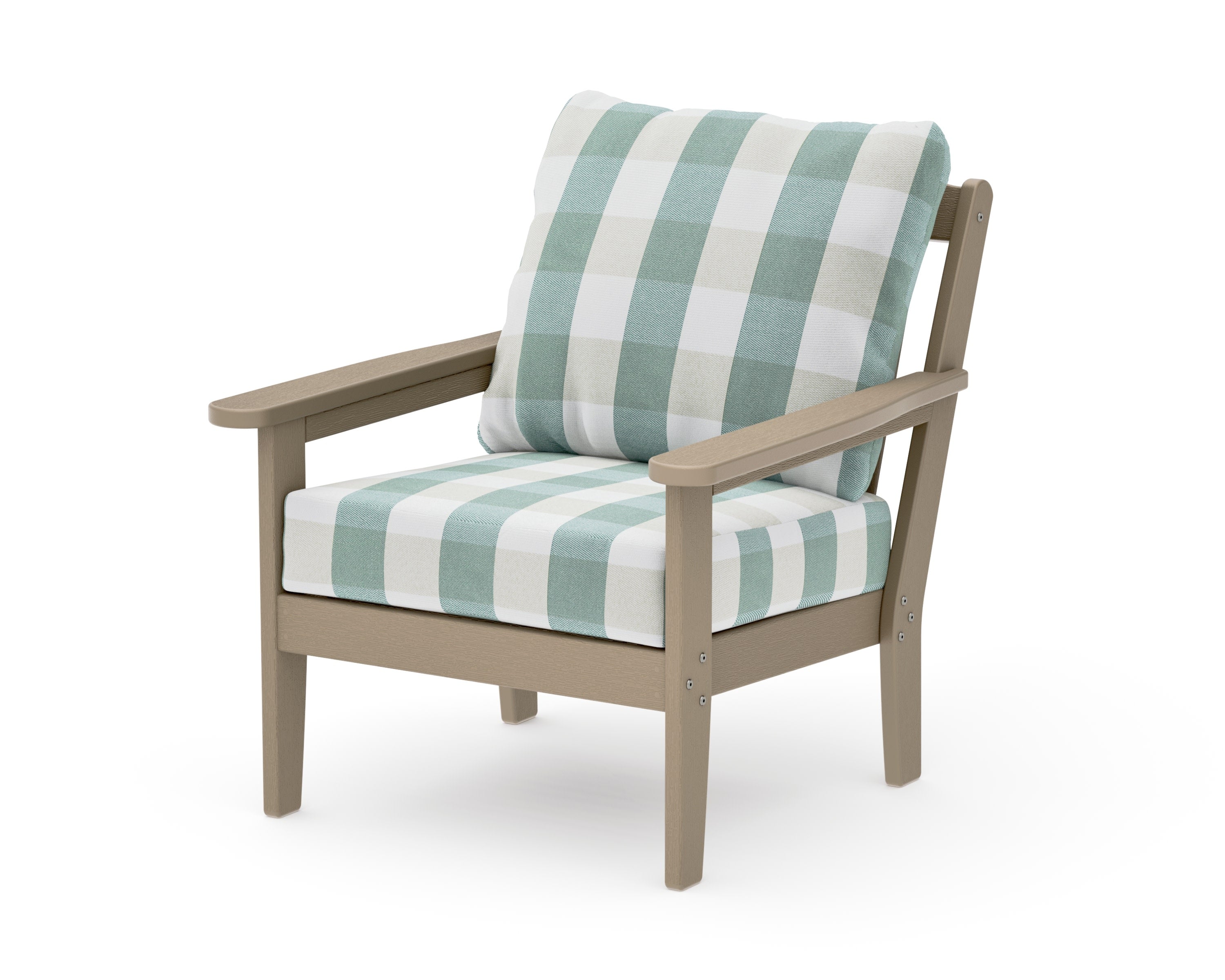 Cottage Deep Seating Chair in Vintage Sahara / Buffalo Plaid Glacier Spa