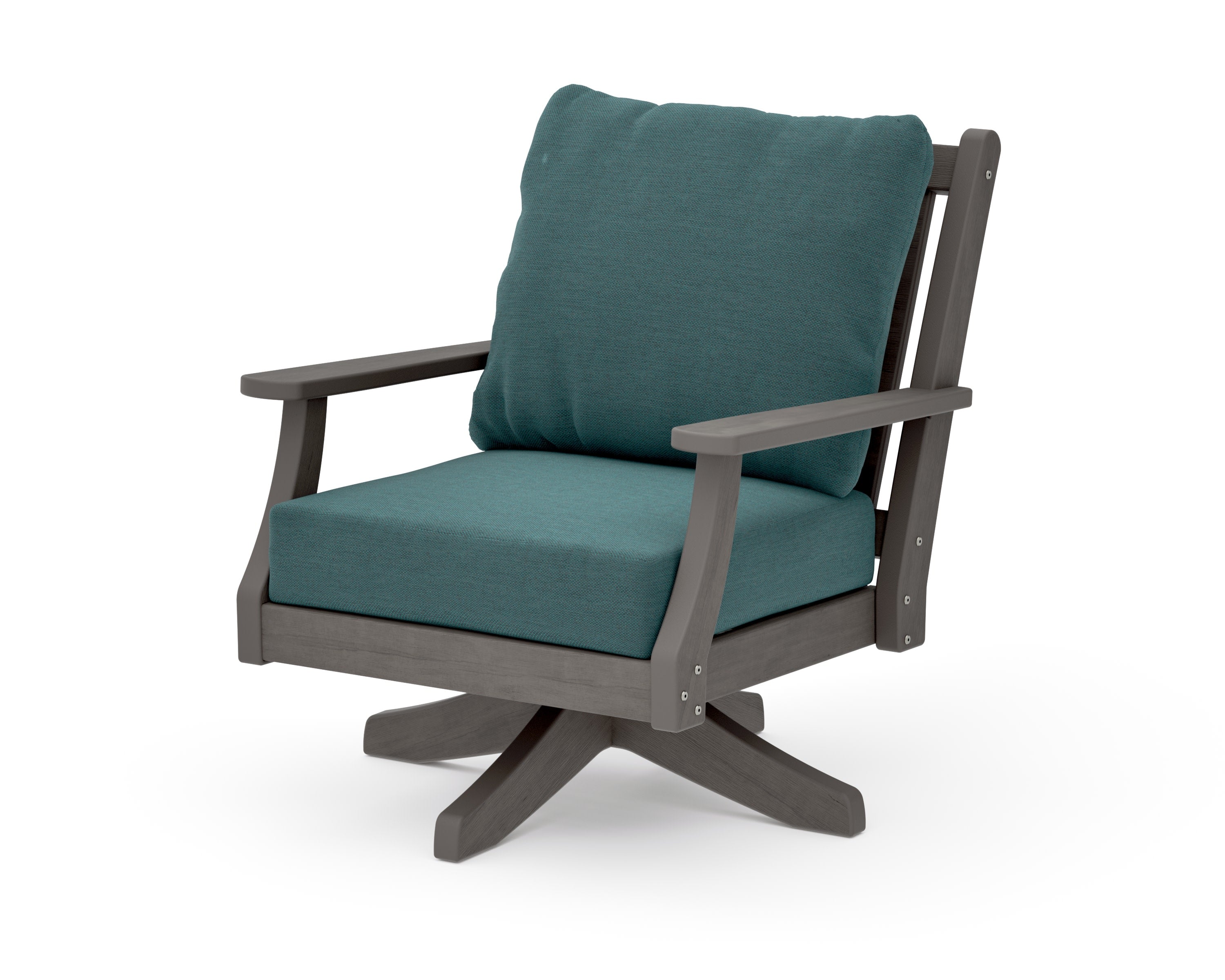 Wovendale Deep Seating Swivel Chair in Driftwood / Ocean Teal