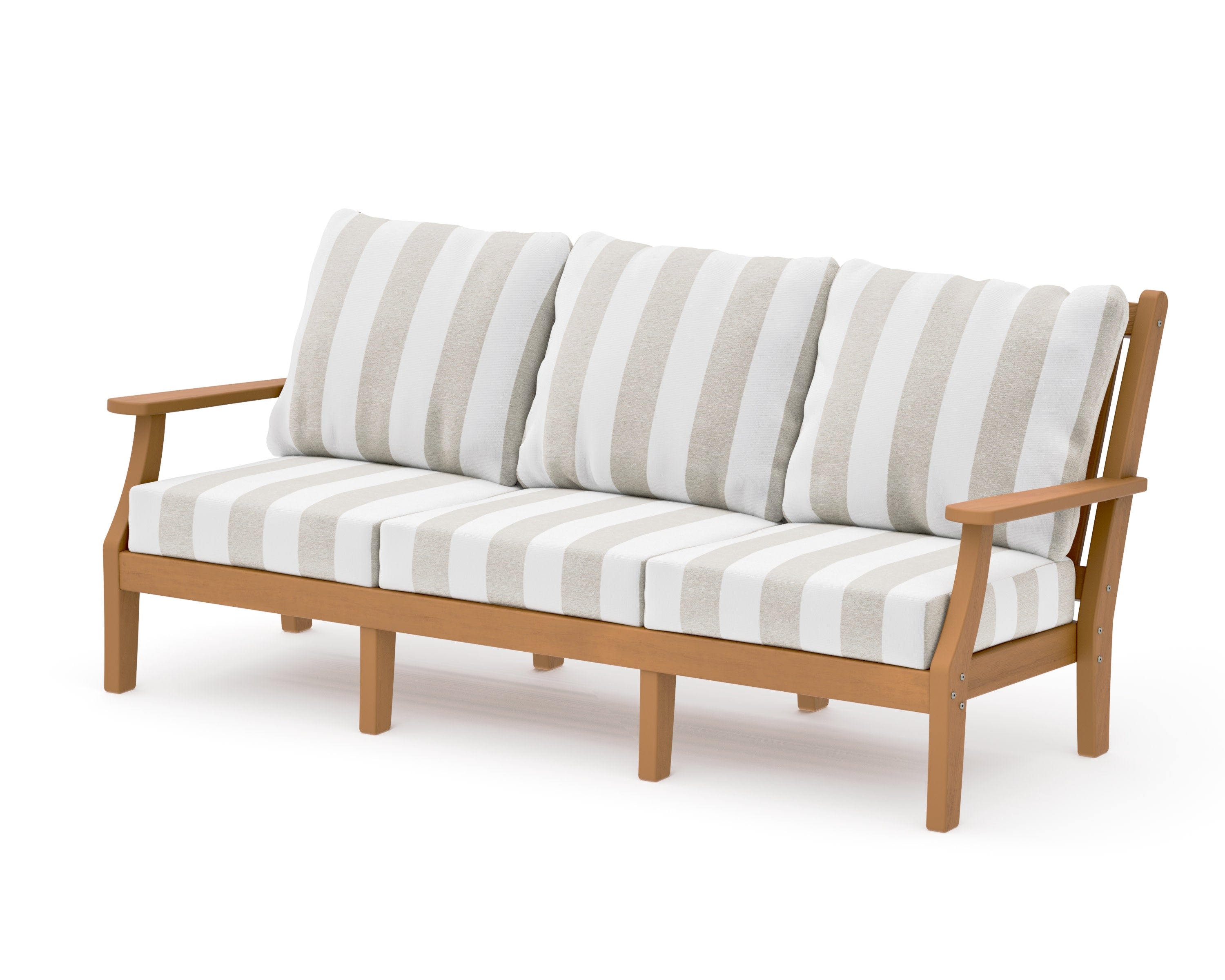 Wovendale Deep Seating Sofa in Natural / Cabana Stripe Dune Burlap