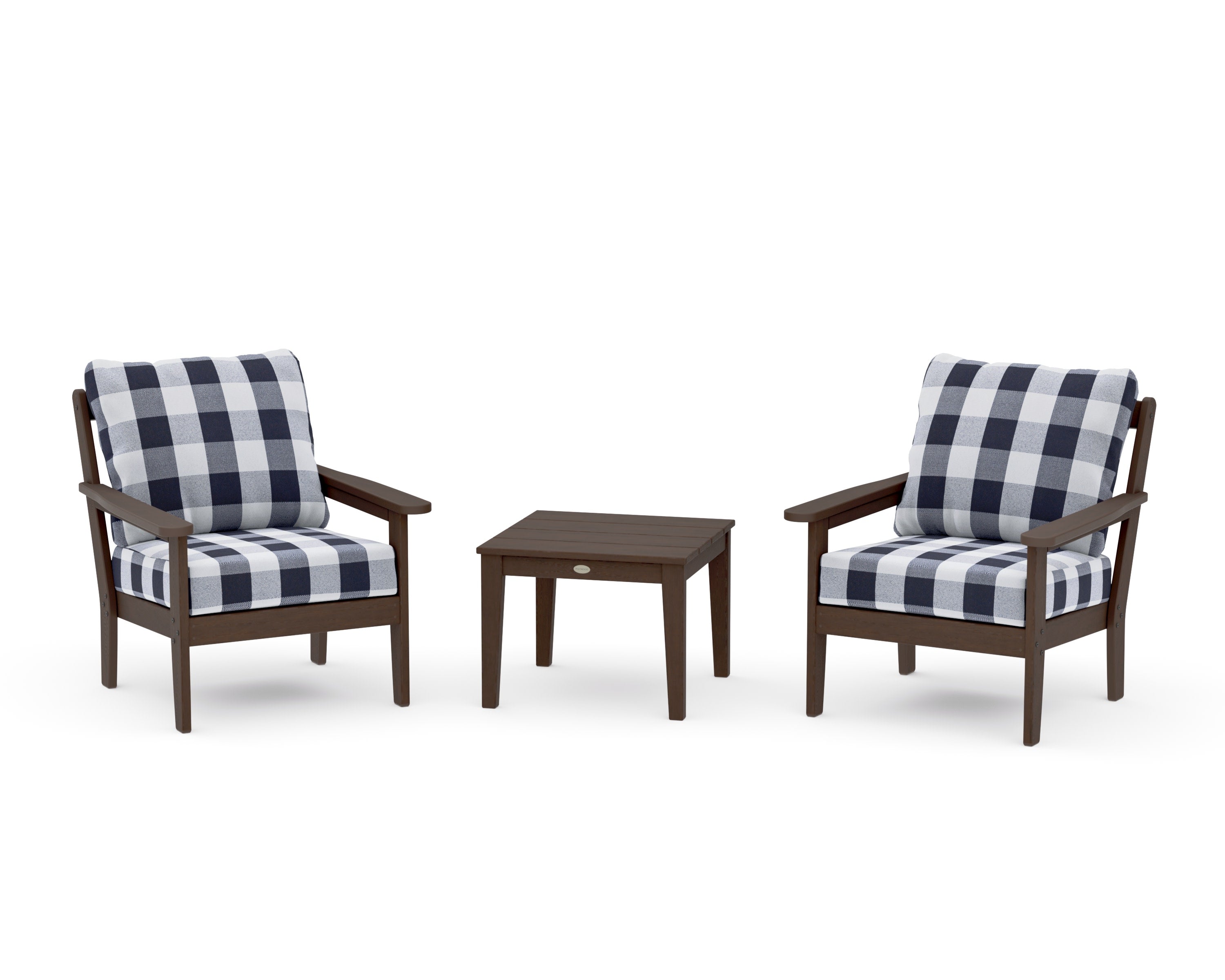 Cottage 3-Piece Deep Seating Set in Kona / Buffalo Plaid Navy