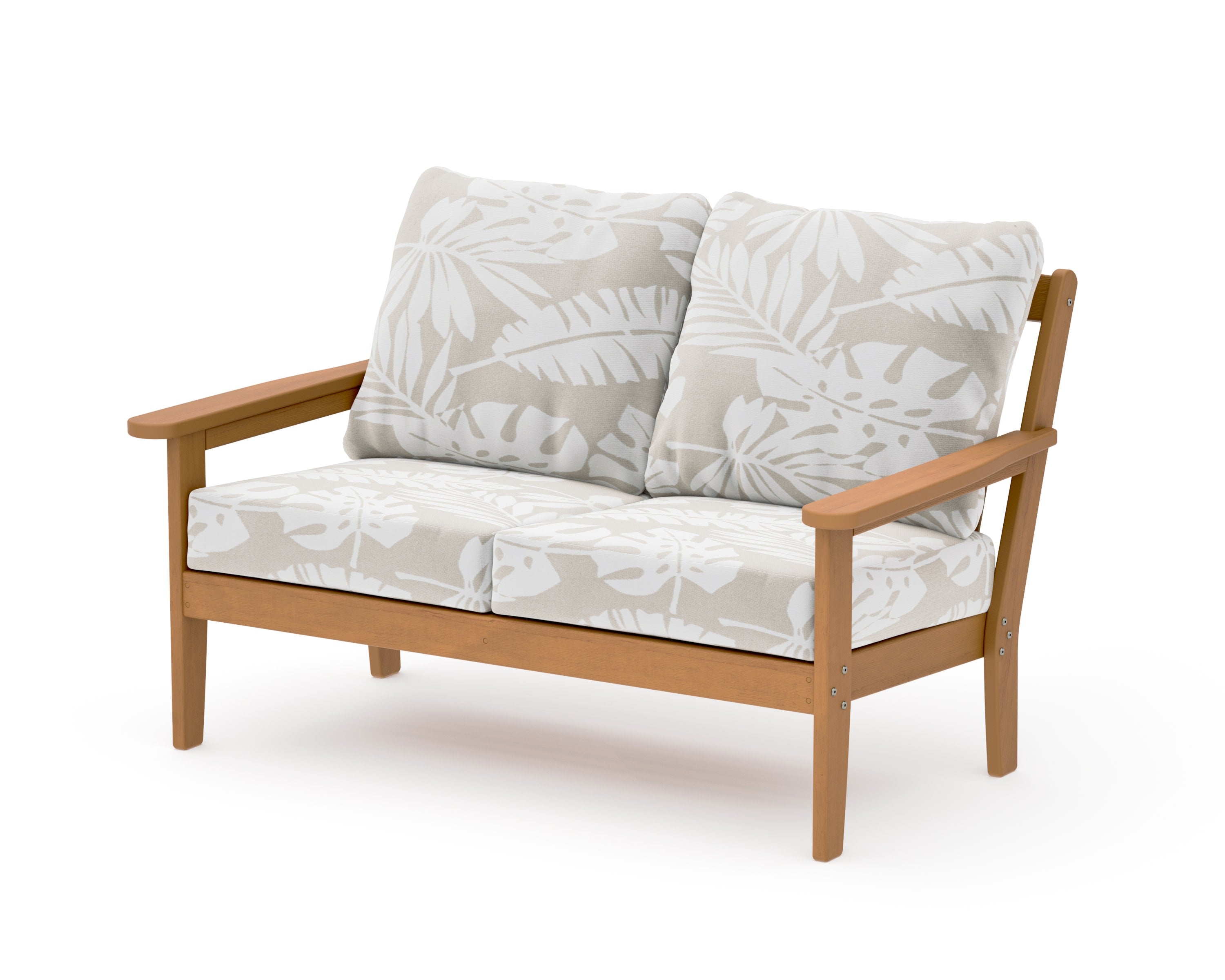 Cottage Deep Seating Loveseat in Natural / Leaf Dune Burlap