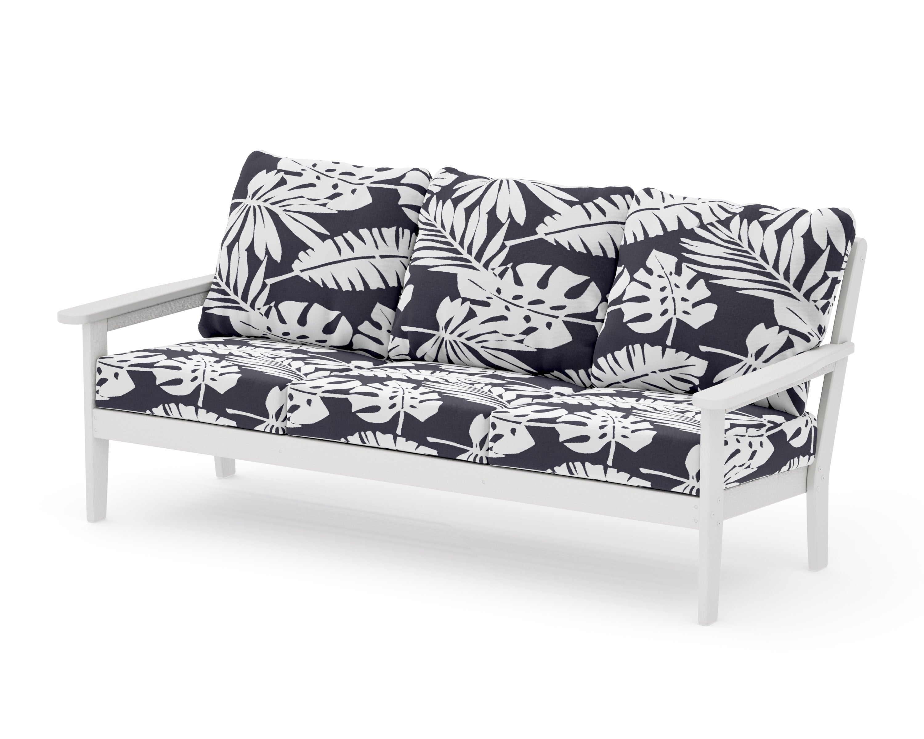 Cottage Deep Seating Sofa in Vintage White / Leaf Navy