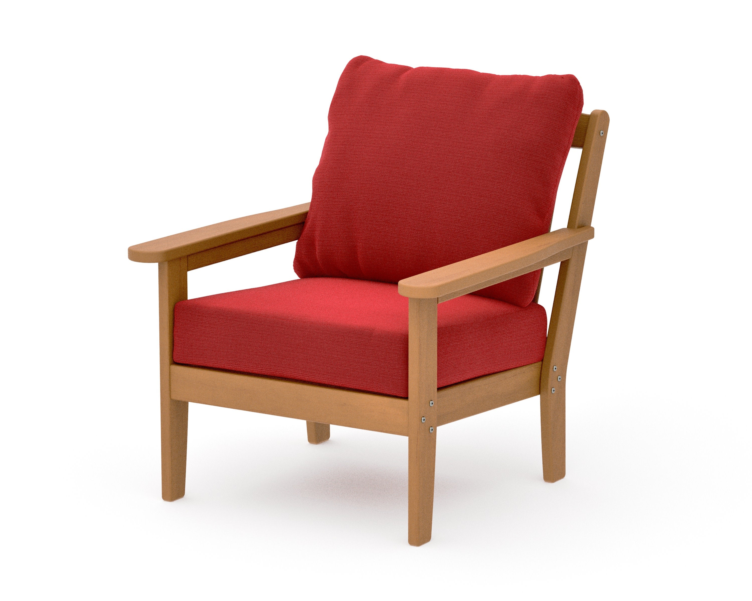 Cottage Deep Seating Chair in Natural / Crimson Linen