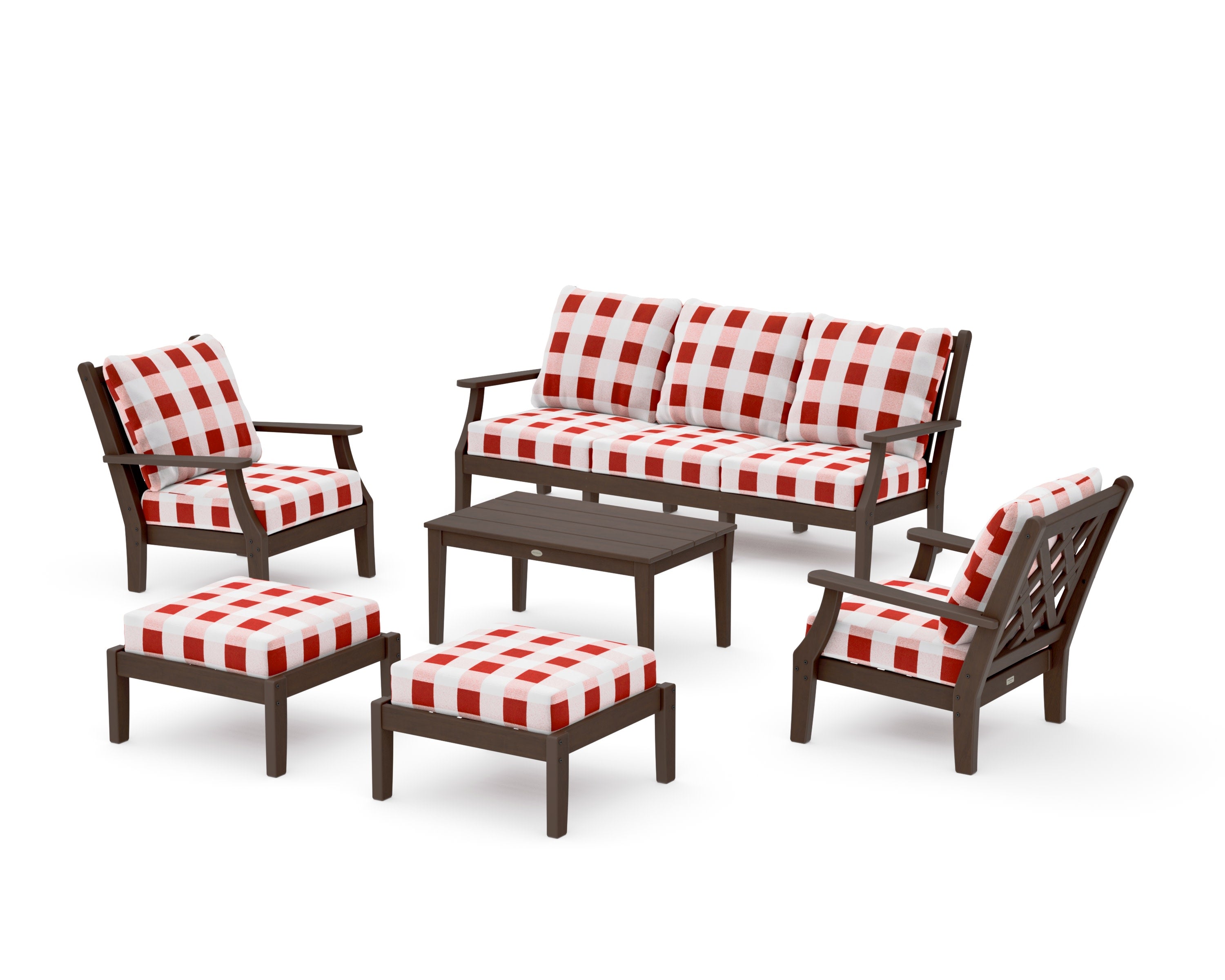 Wovendale 6-Piece Lounge Sofa Set in Kona / Buffalo Plaid Crimson