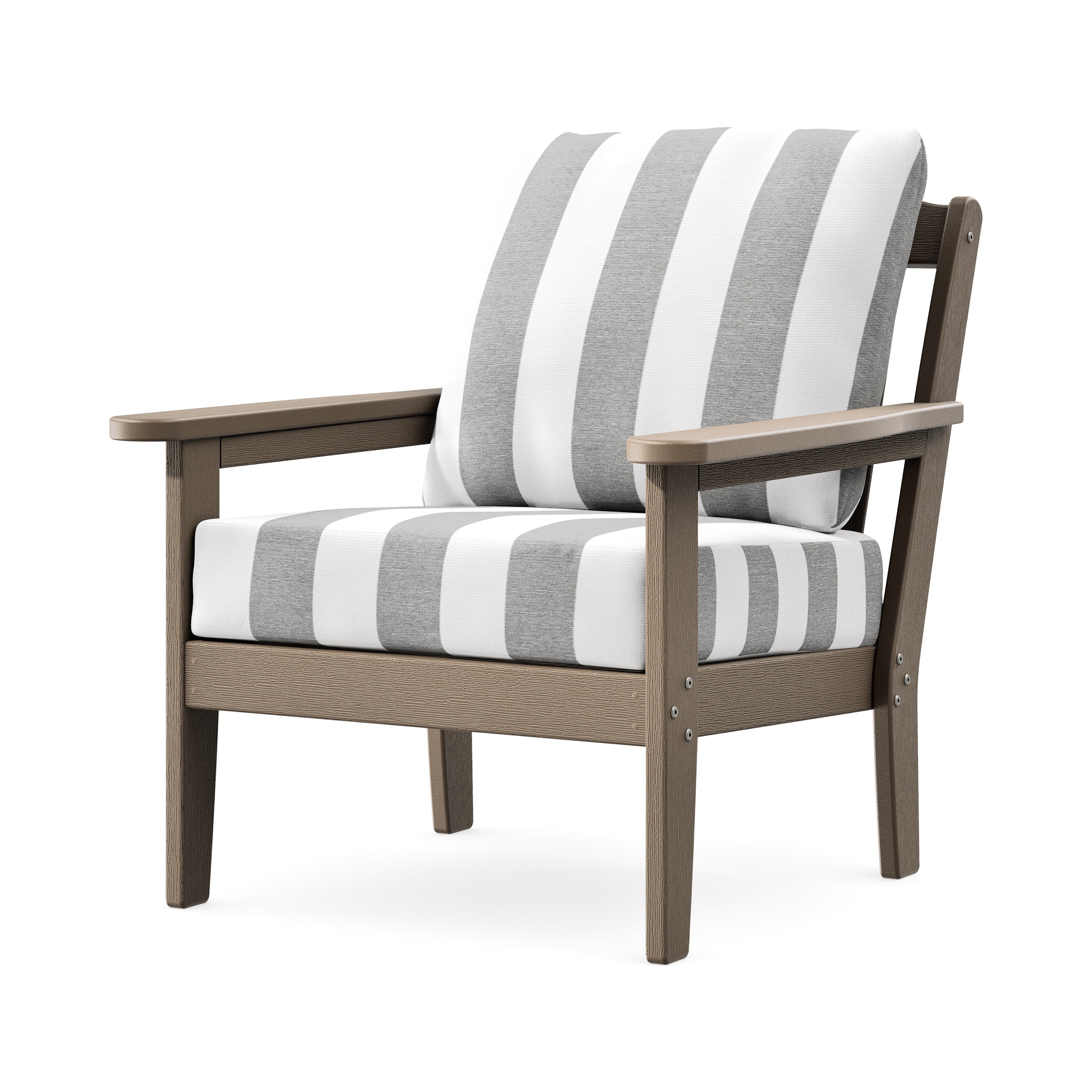 Cottage Deep Seating Chair in Vintage Sahara / Cabana Stripe Grey Mist
