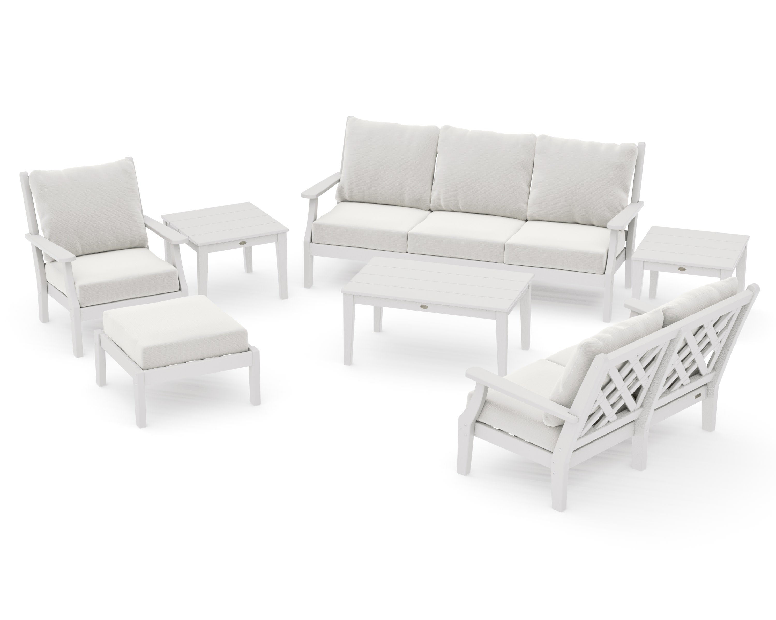 Wovendale 7-Piece Deep Seating Set in Vintage White / Natural Linen