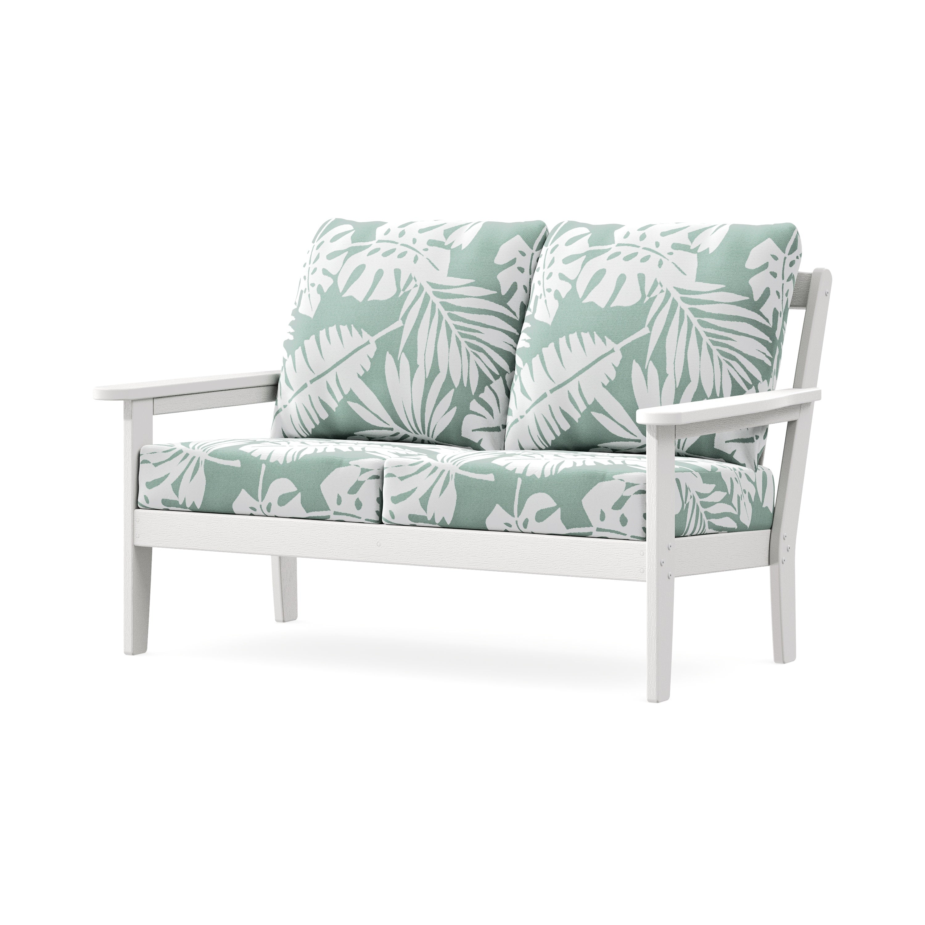 Cottage Deep Seating Loveseat in Vintage White / Leaf Glacier Spa