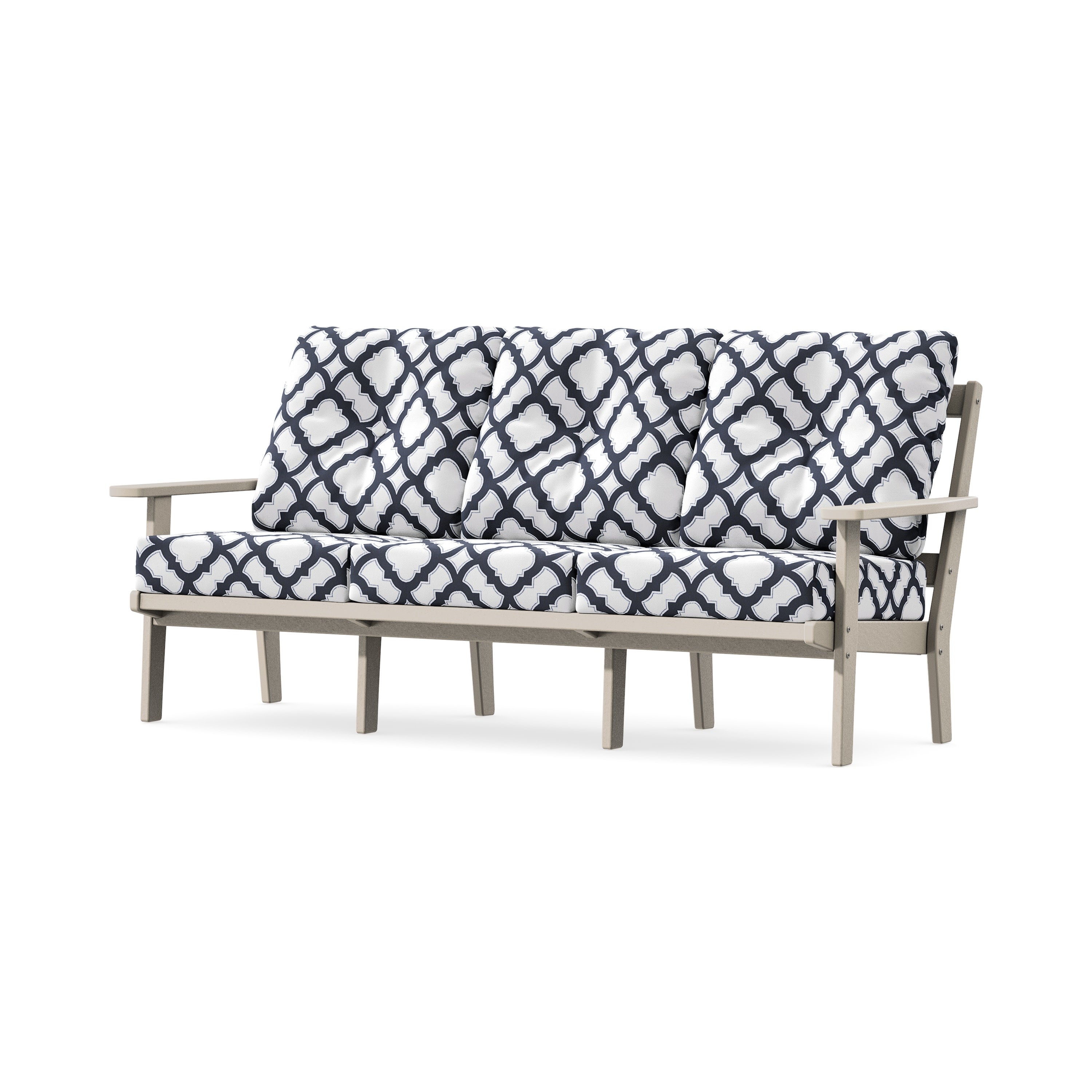 PrairieDeep Seating Sofa in Sand / Trellis Navy