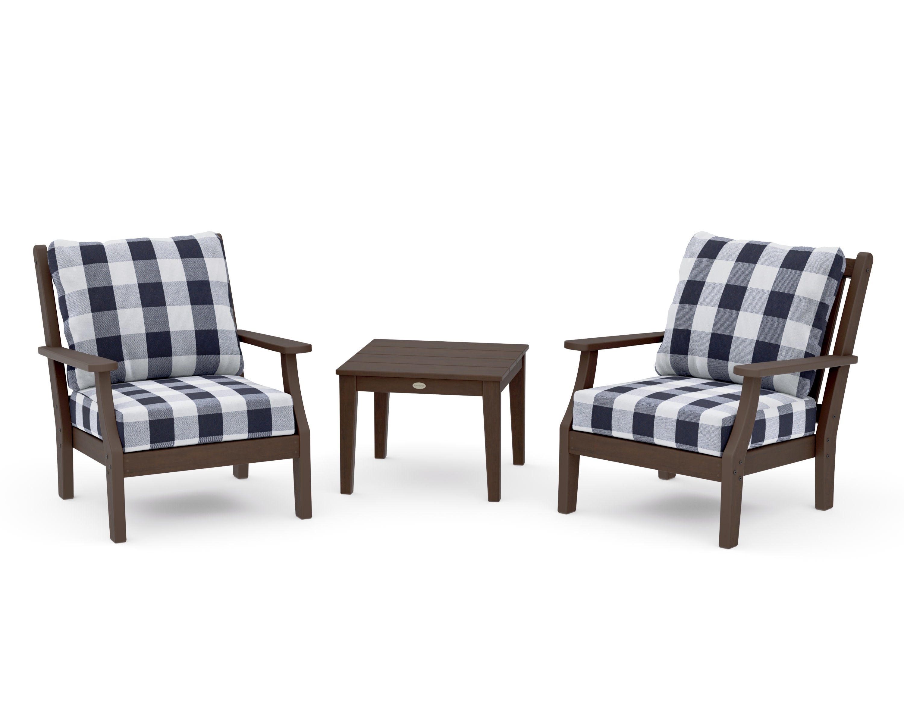Wovendale 3-Piece Deep Seating Set in Kona / Buffalo Plaid Navy