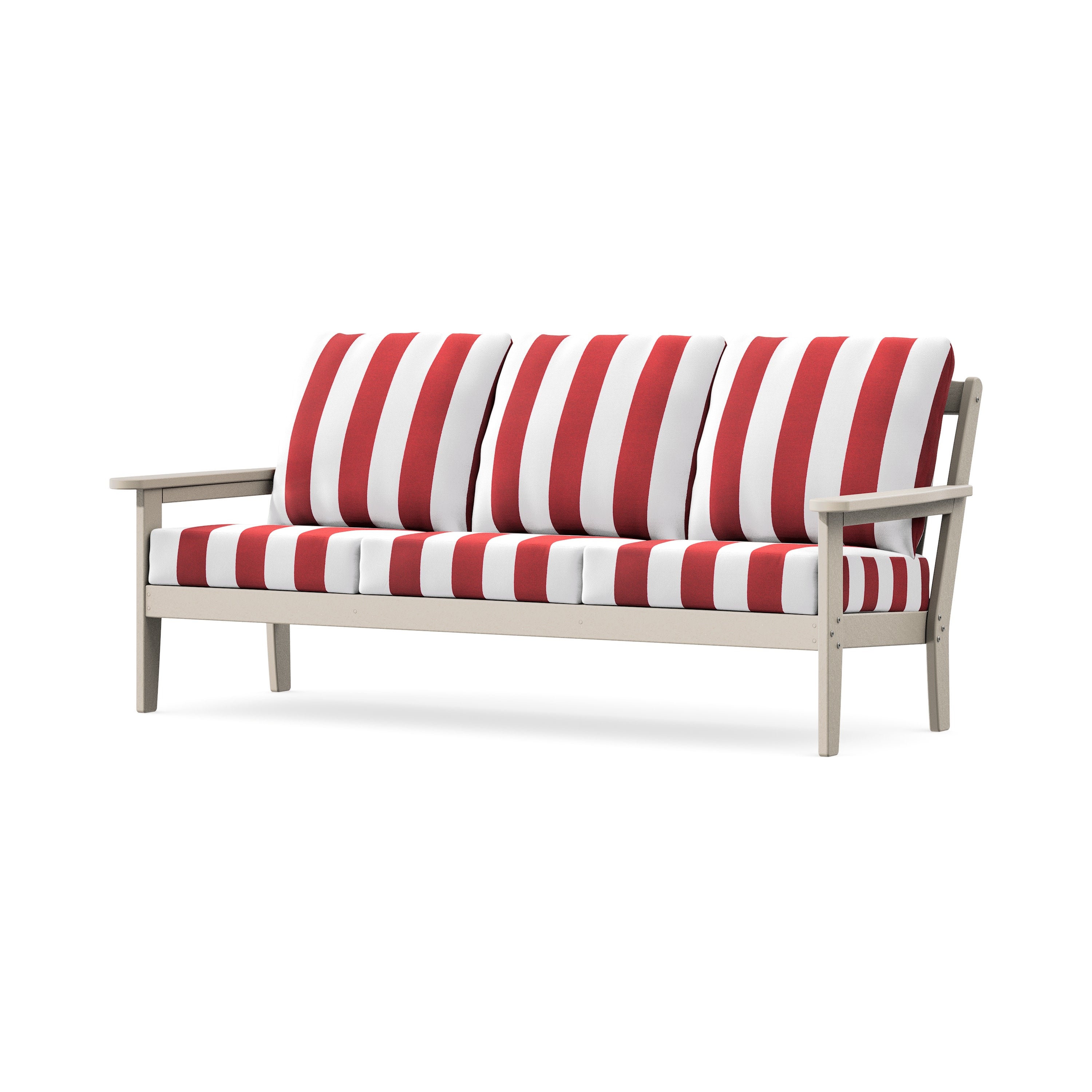 Cottage Deep Seating Sofa in Sand / Cabana Stripe Crimson