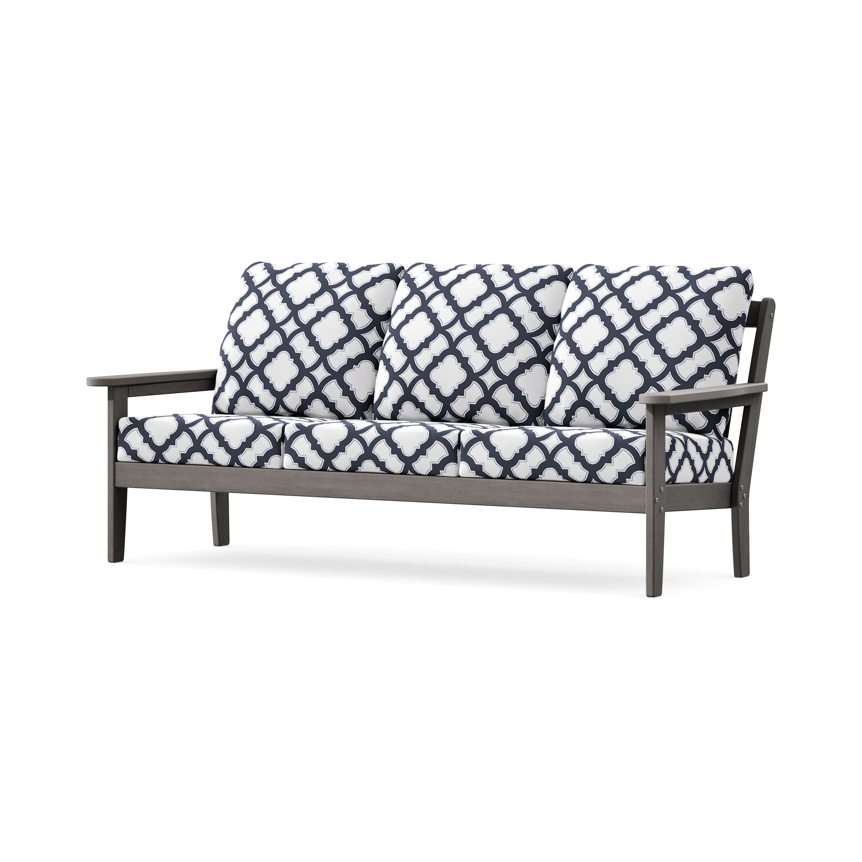 Cottage Deep Seating Sofa in Driftwood / Trellis Navy