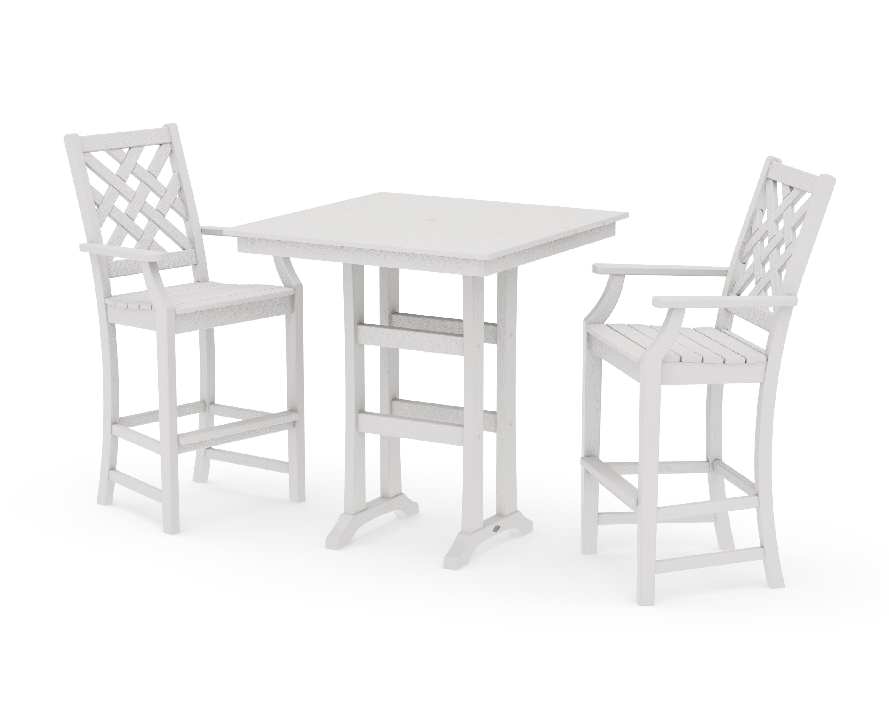 Wovendale 3-Piece Farmhouse Bar Set with Trestle Legs in Vintage White