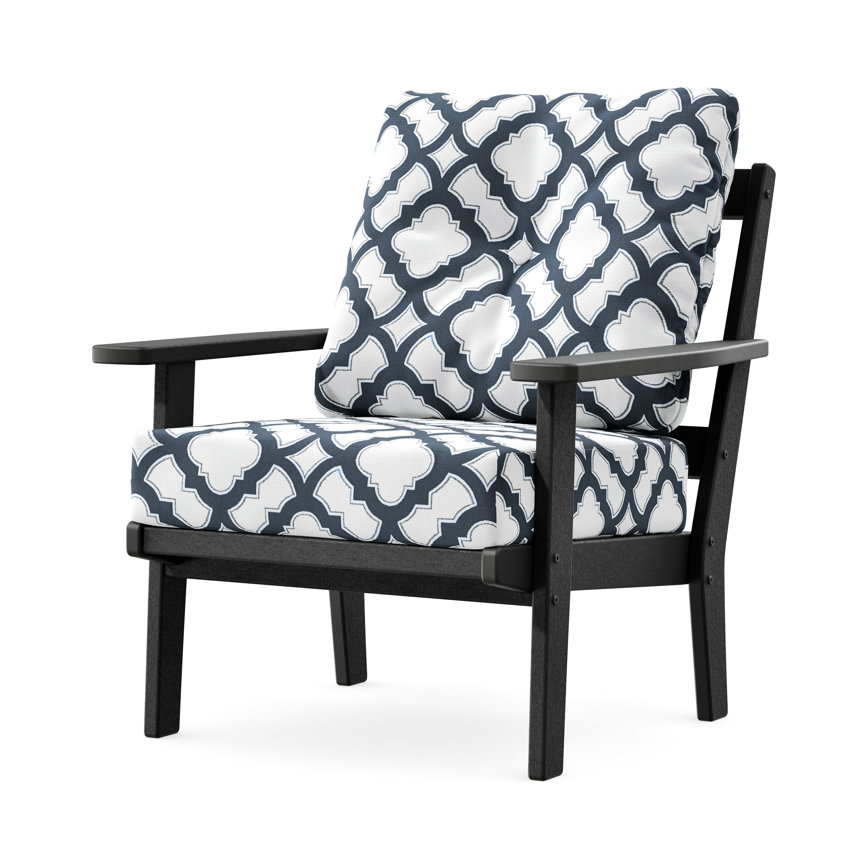 Prairie Deep Seating Chair in Black / Trellis Marine Indigo