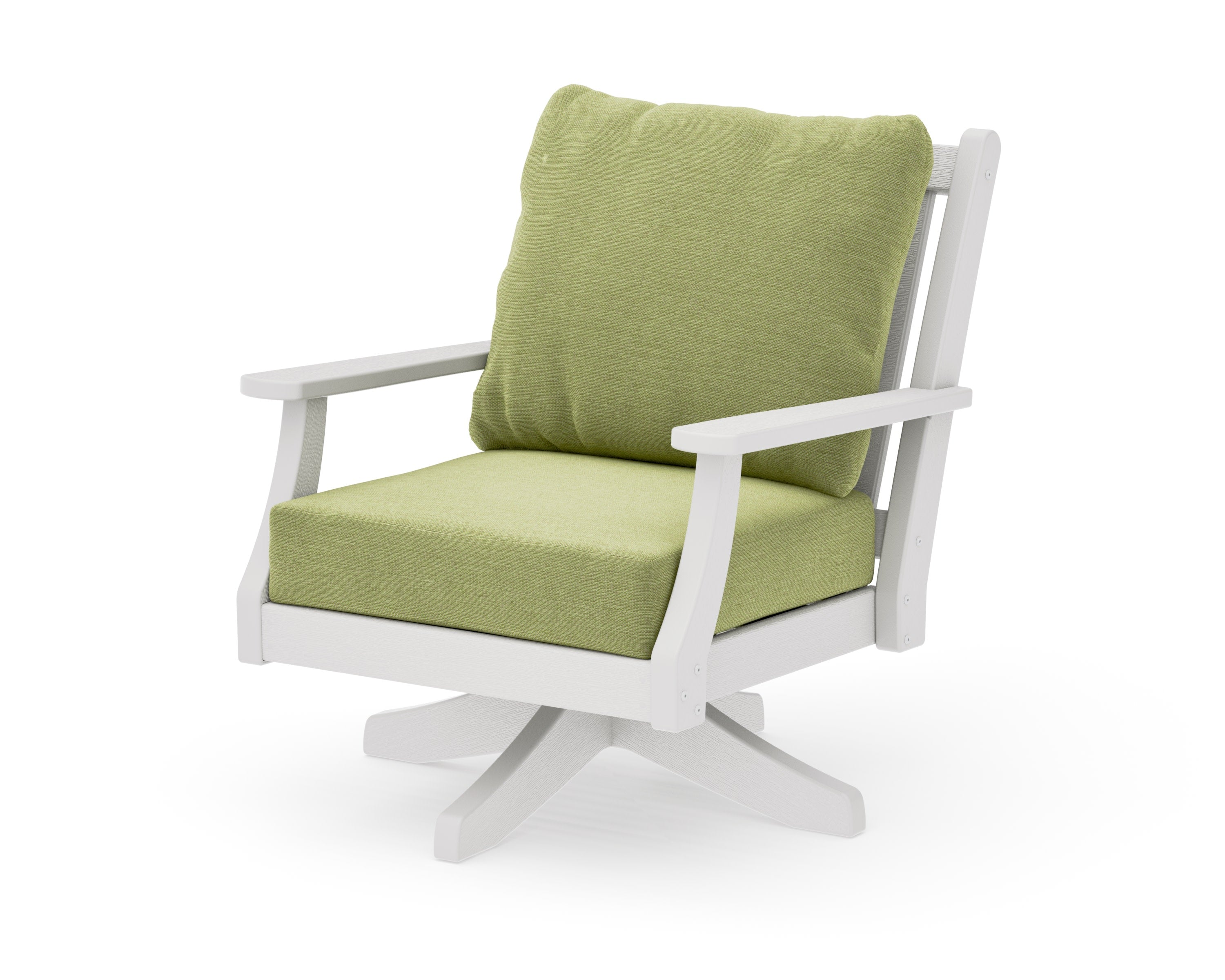 Wovendale Deep Seating Swivel Chair in Vintage White / Chartreuse Boucle