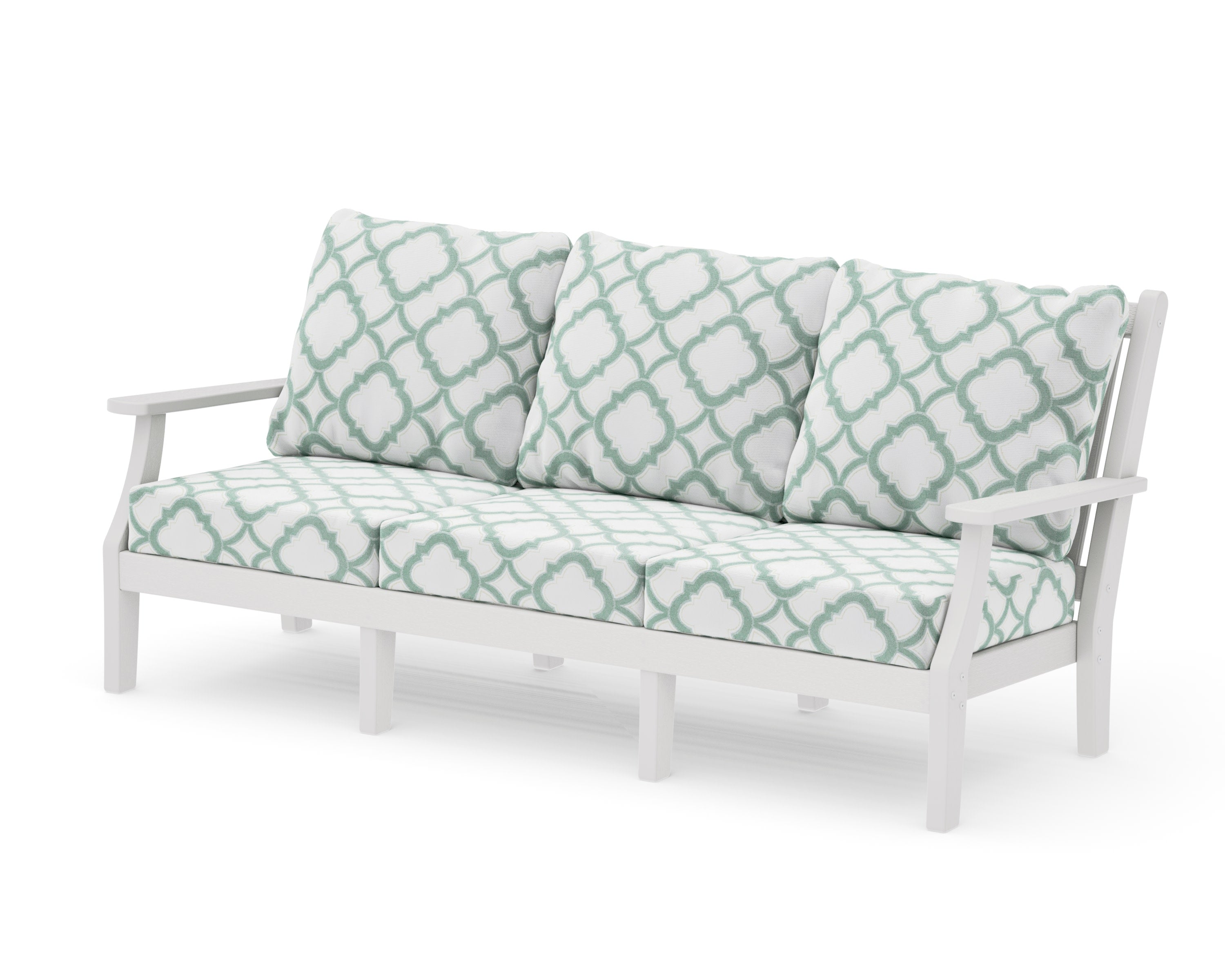Wovendale Deep Seating Sofa in Vintage White / Trellis Glacier Spa