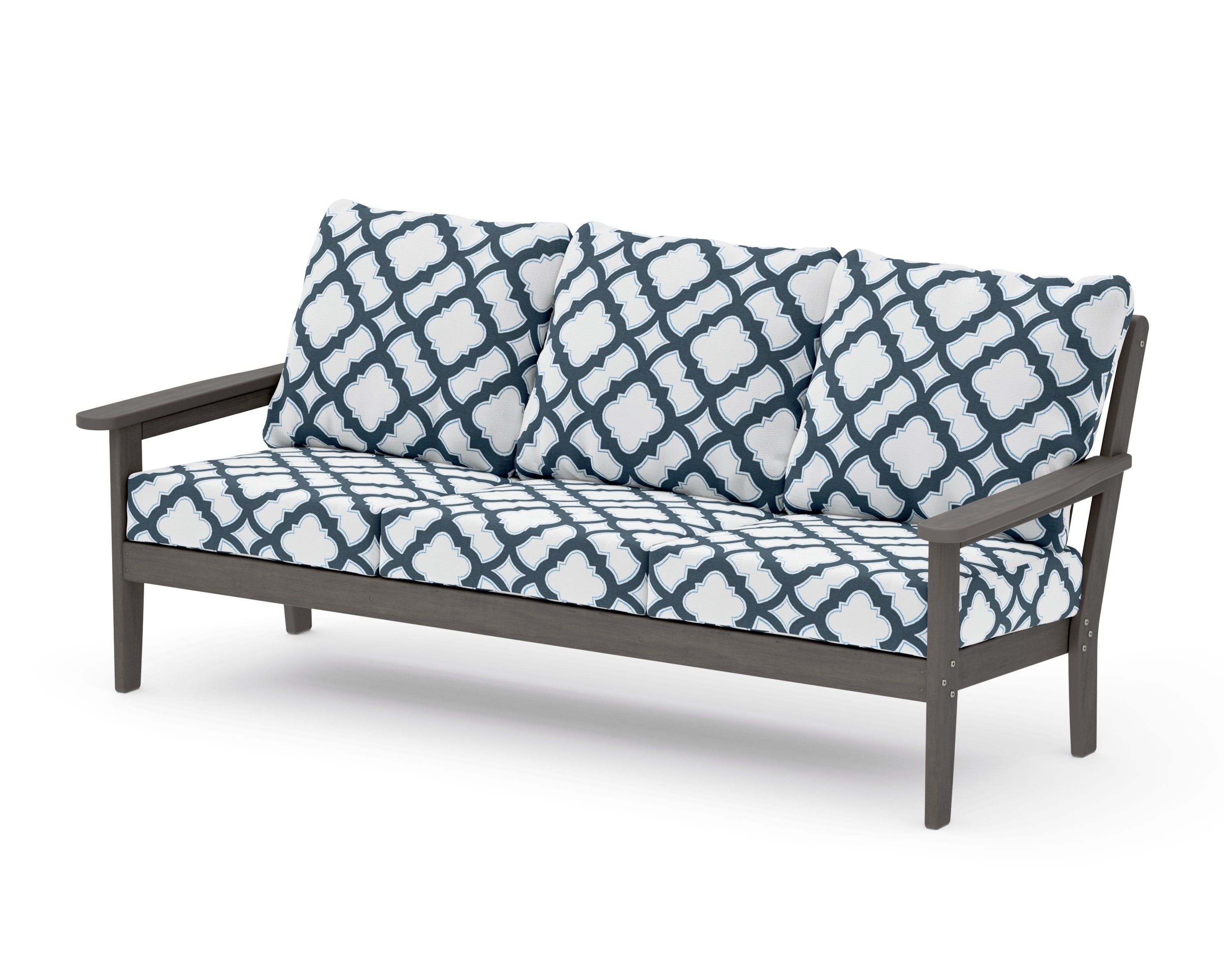 Cottage Deep Seating Sofa in Driftwood / Trellis Marine Indigo