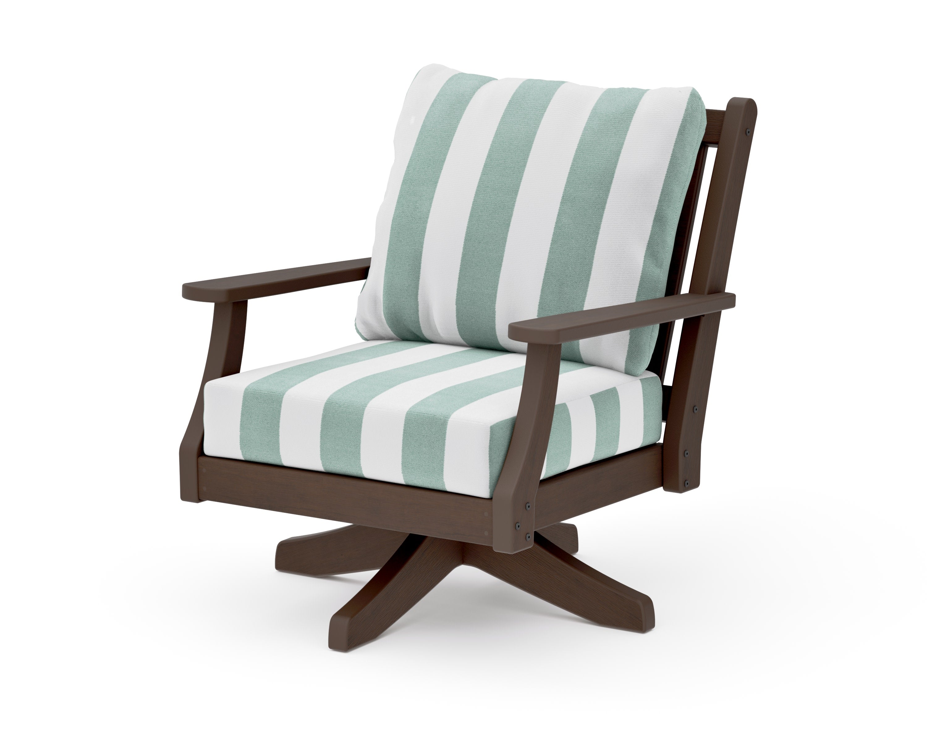 Wovendale Deep Seating Swivel Chair in Kona / Cabana Stripe Glacier Spa