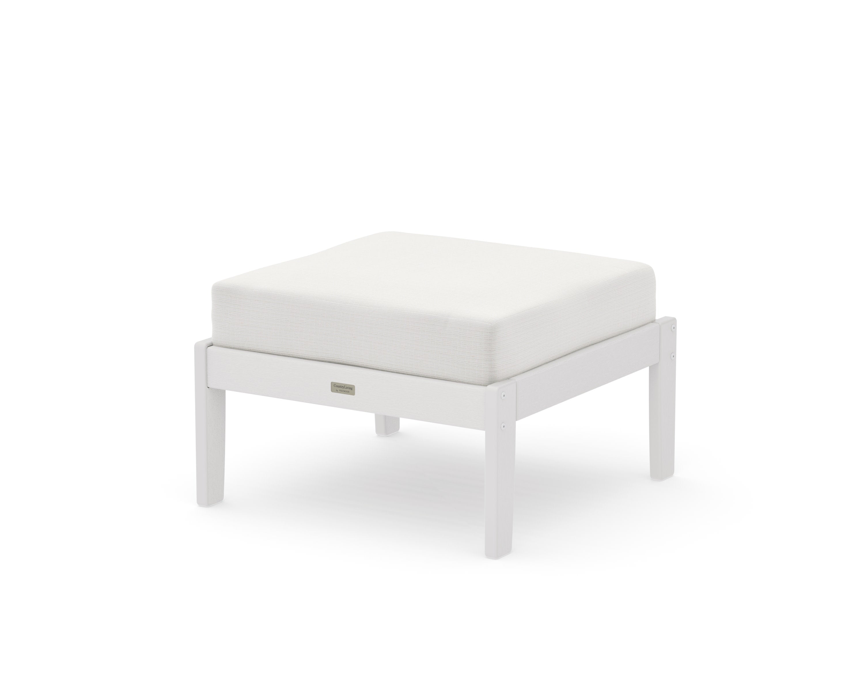 Cottage Deep Seating Ottoman in Vintage White / Natural Linen